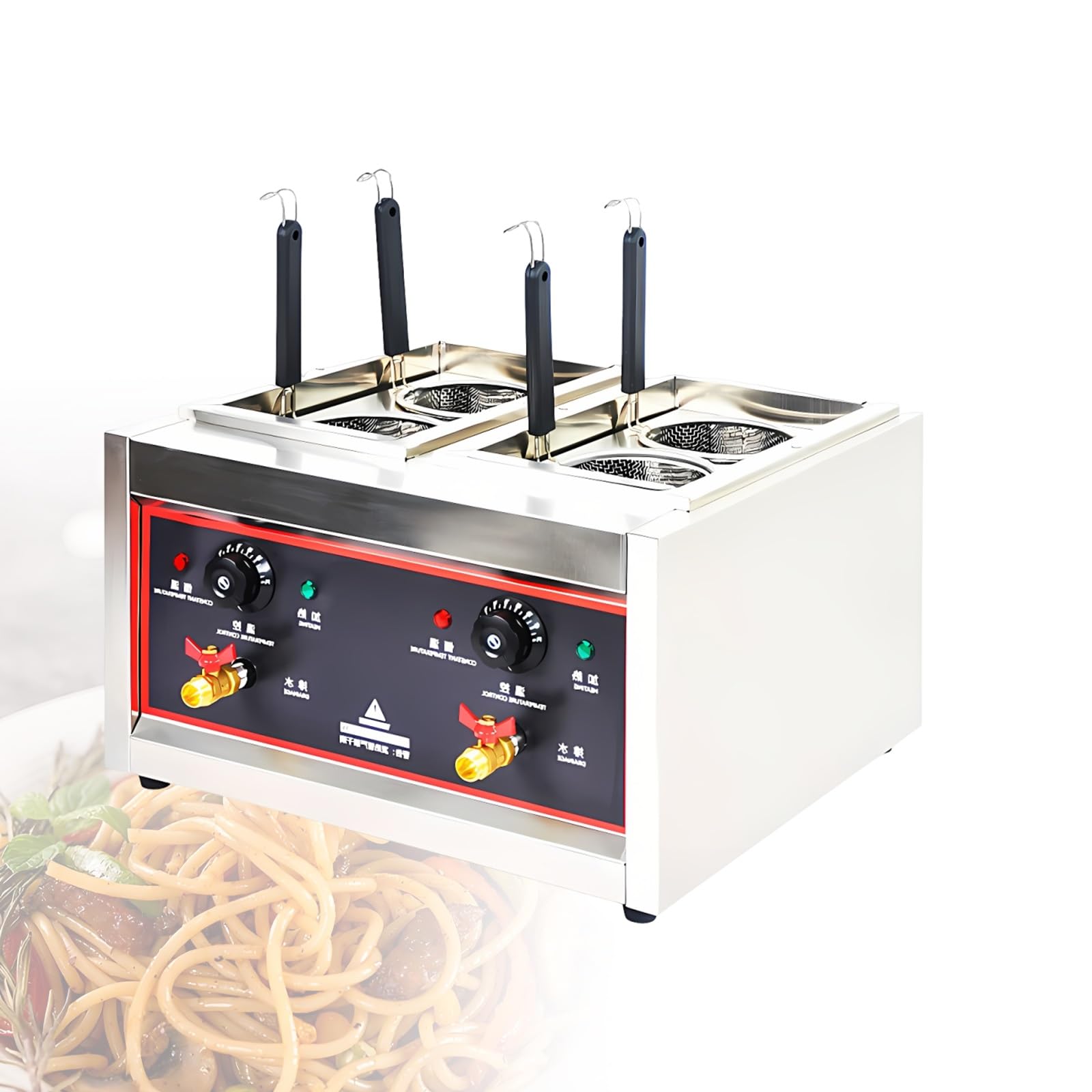 YXZQLOZ Commercial-grade electric noodle cooker featuring four baskets stainless steel unit designed for high-volume commercial use