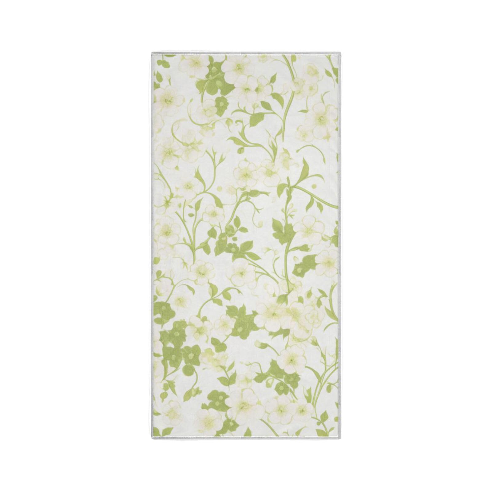 Yoogain Light Green Small Flowers and Vinesin White Microfiber face Towels Quick Dry Towel for Bathroom washcloths Pack Gym Towels for Sweat Sport Hand Towel 30