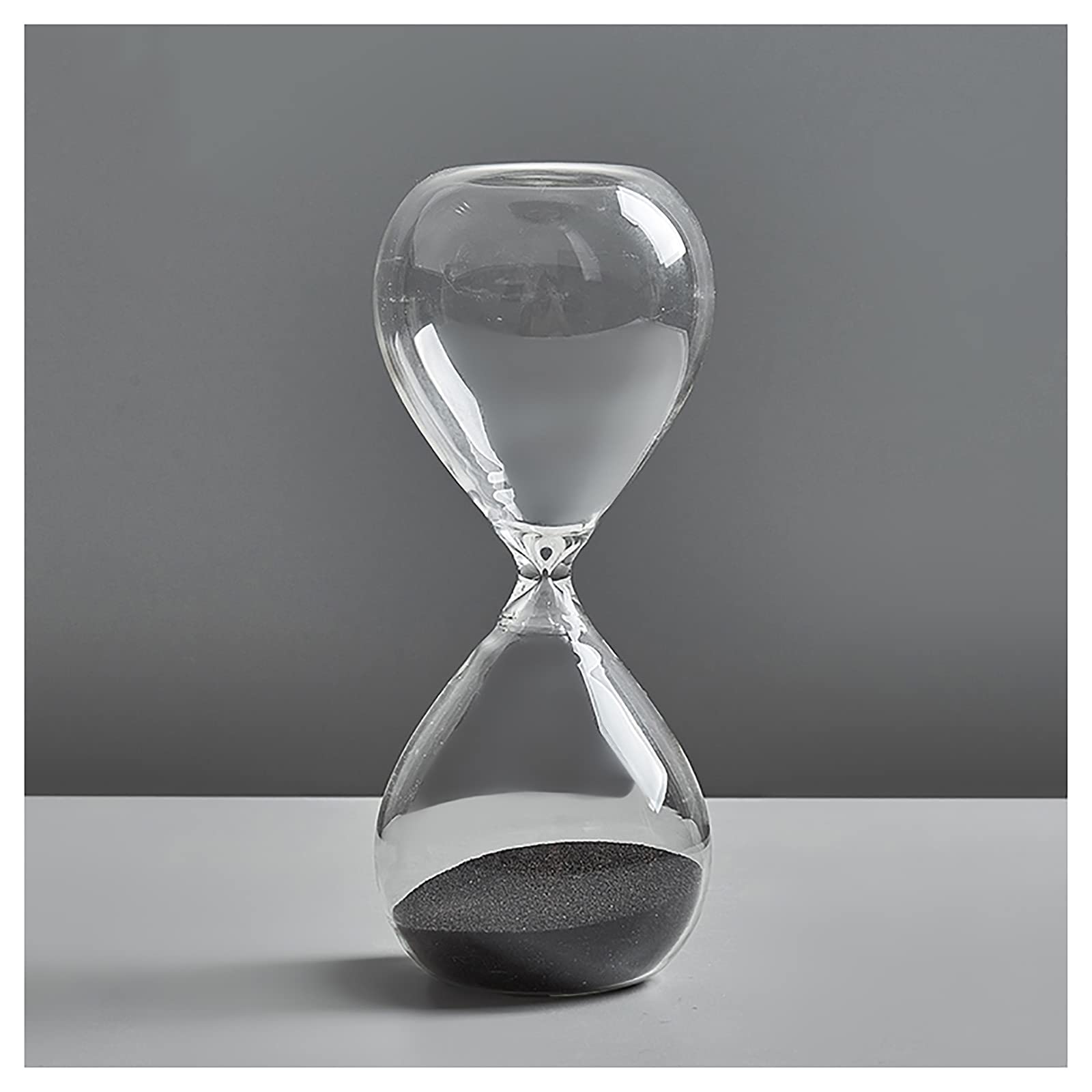 timer， Hourglass Timer,Glass Sandglass Home Desk Decor Kithchen Cooking Countdown,Black(Black,30 minutes)