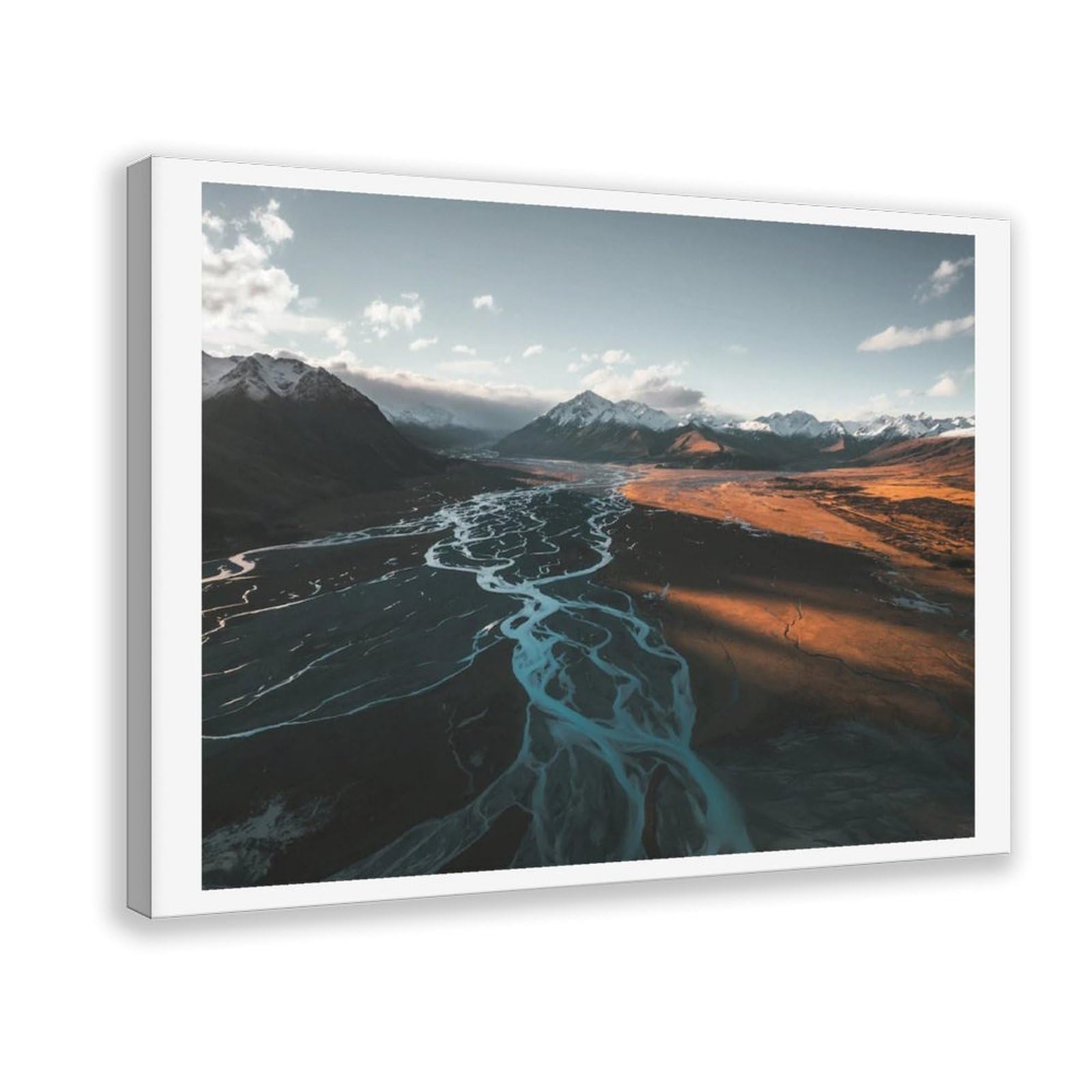 HEYANM Braided Riverbed Aerial Print Lake Tekapo New Zealand Canvas Poster Wall Art Paintings for Living Room Bedroom Decoration Frame 20x30inch