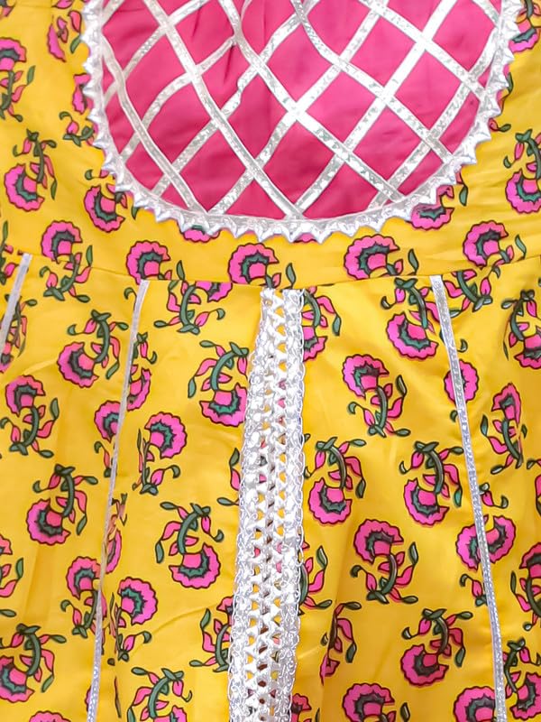 Image of superminis Girls Cotton Floral Printed Gotta Work 3 /4 Sleeves Sharara Suit Ethnic Wear Set