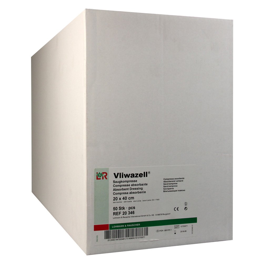 vliwa Zell saugkompr magnetica 20 x 40 cm non sterili, 50 ST