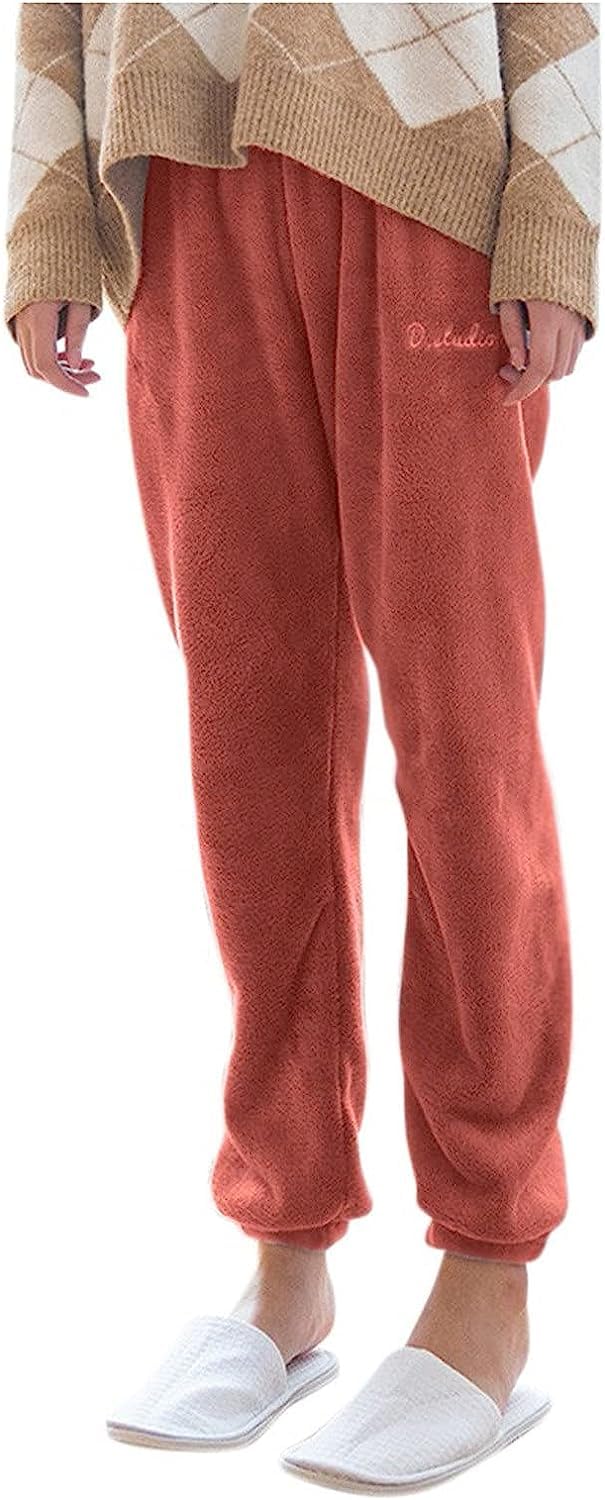 HIMAYAS Women Winter Lounge Pants Warm Soft Fleece Pyjama Stretch Mid Rise Bottoms Sleepwear Inside Waist Size (26 ? 28) Pack of 1 Maroon Colour-image-8
