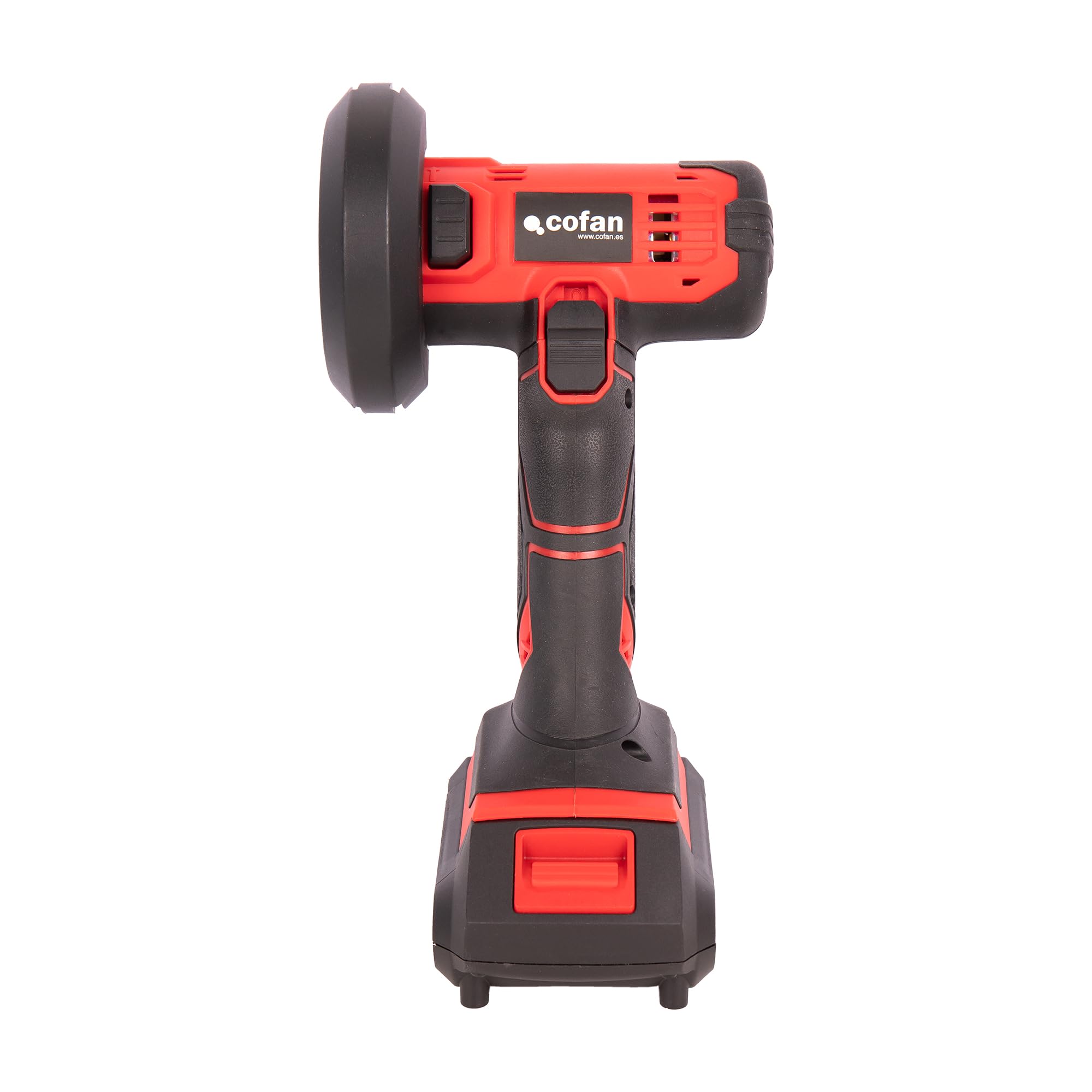 Cofan Mini amoladora a batería | Potencia: 20 V | Adecuada para discos de 76 mm | 19.500 rpm | Empuñadura de 3 posiciones | Compacta y ligera | Batería y cargador incluidos