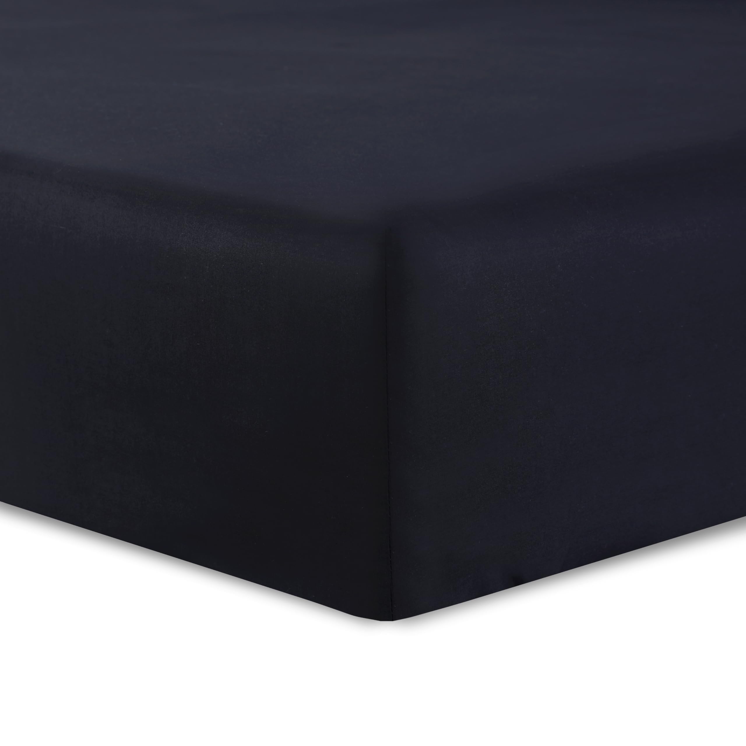 VISION Lenzuolo con angoli matrimoniale, 2 persone, 180 x 200cm con altezza da 30cm, Nero, 100% Cotone