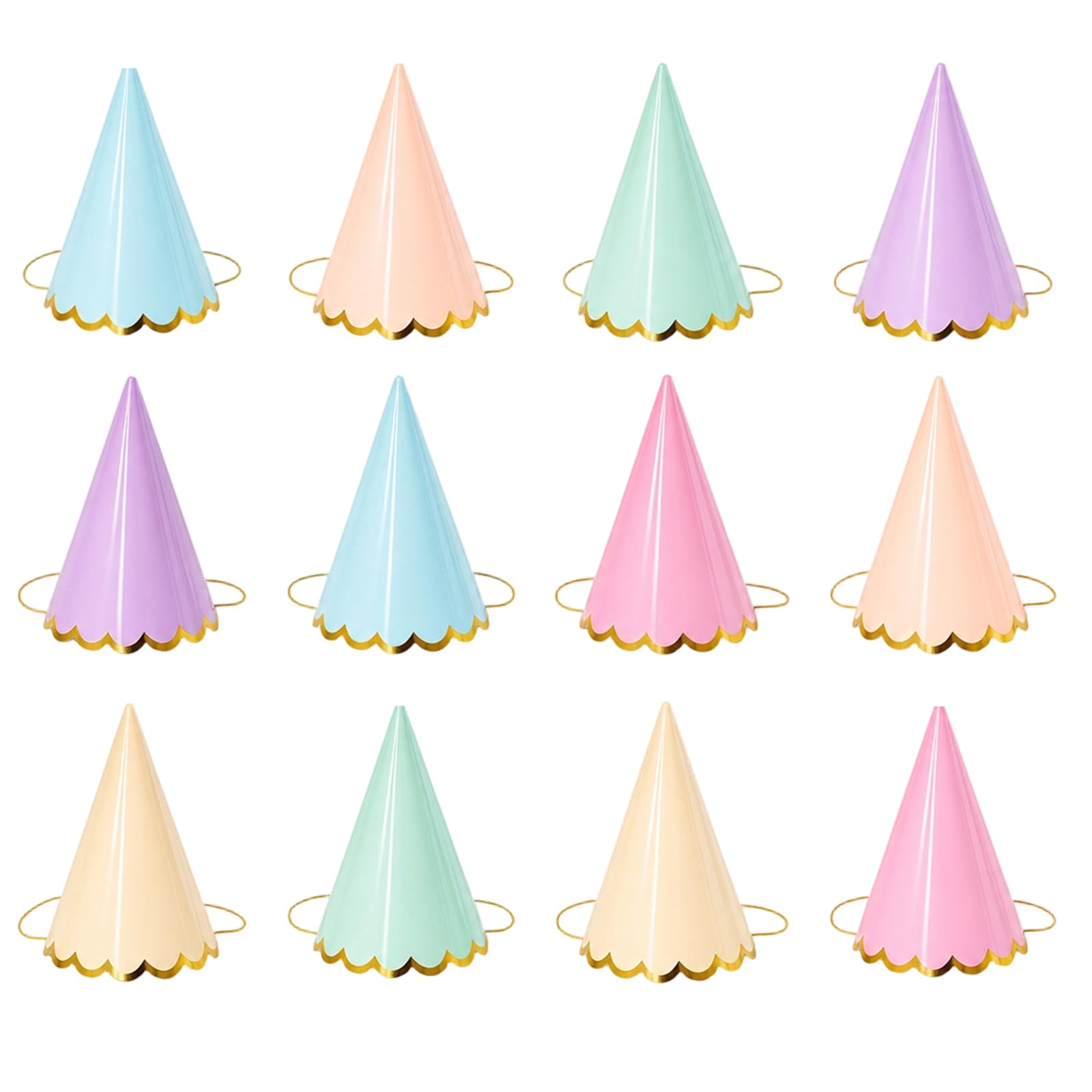 Efuwfugc 12 Pack Party Hats, Festive Headwear for Themed Celebrations, Party Hats for Teddys and Animal Displays, Macaron Colour Assortment for Table Decorations and Social Gatherings
