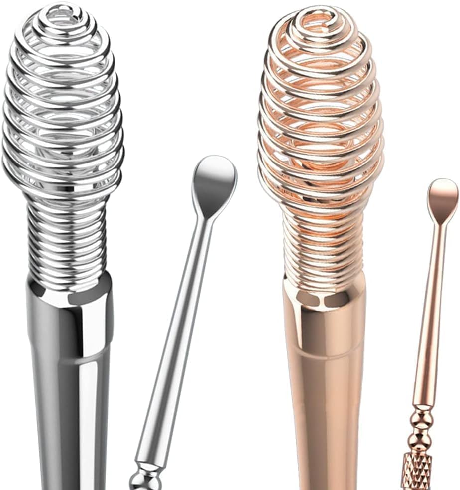 Rubyface Ear Wax Cleaner Tool Set, Ear Wax Removal Spring Ear Wax Cleaner Tool Set,2 Pcs Professional Ear Cleaner, Stainless Steel 360? Spiral Ear Massage Cleaning Tool with Cleaning Brush and Storage Box (PACK OF 1 PCS)-image-11