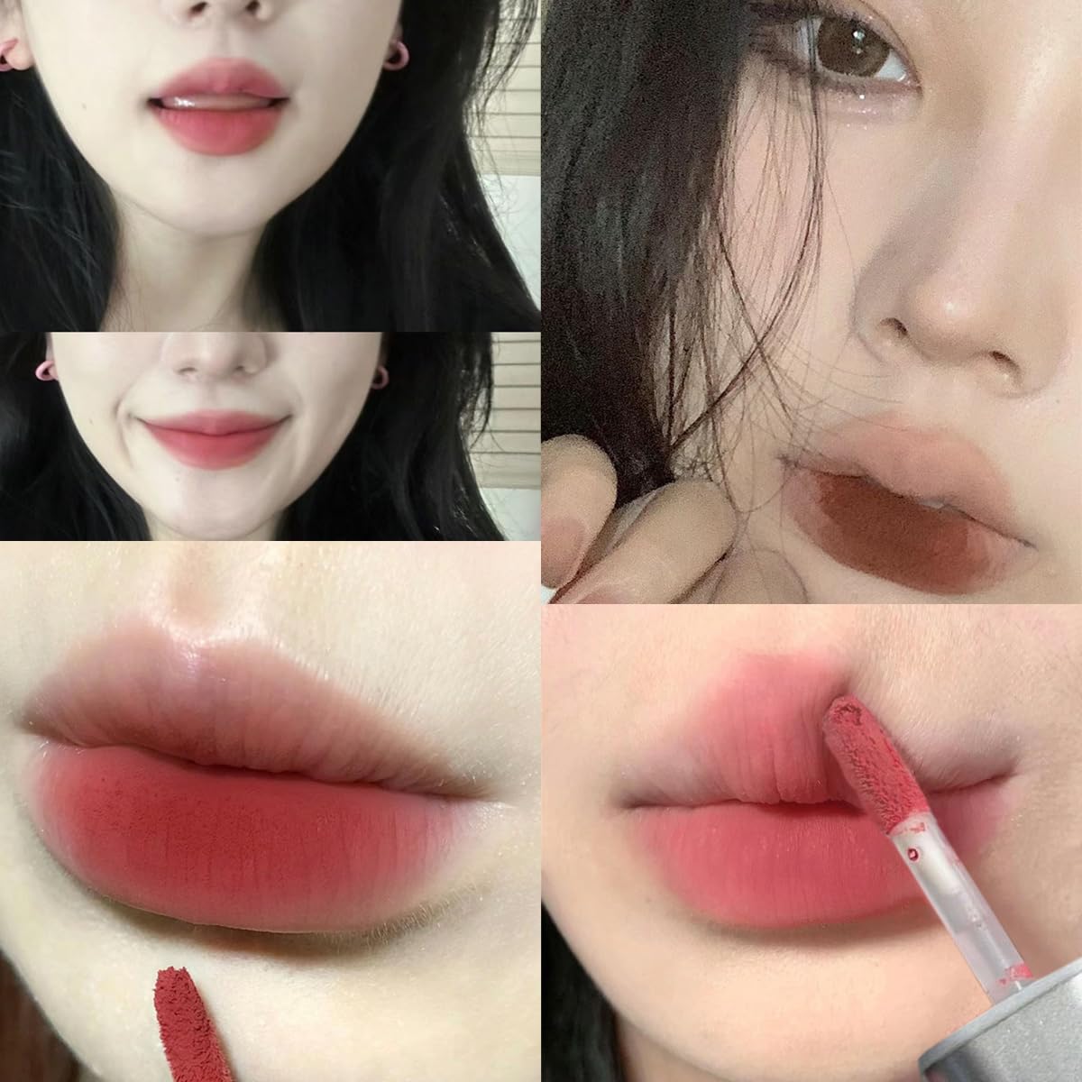 Juego de lápices labiales líquidos mate de 4 colores, brillo de labios coreano suave de terciopelo, taza antiadherente impermeable de larga duración, kit de regalo de maquillaje mate para 2