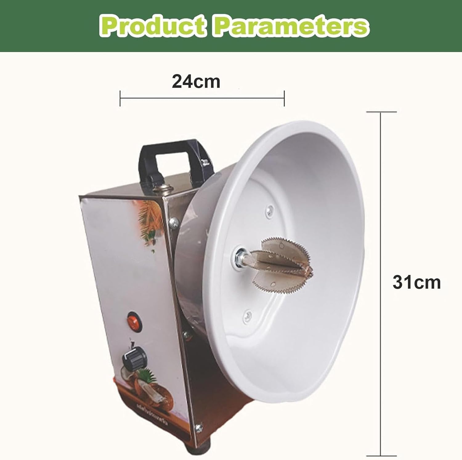 電気垂直ココナッツおろしマシン、3つの速度調整可能な3つの速度、アンチスリップハンドル、キッチン/ホーム/ショップ用のフットパッドを