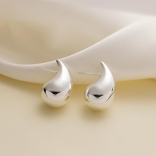 Miniatura 6 de Apsvo Aretes de aro gruesos de oro para mujer, aretes tipo Dupes, ligeros, con forma de gota de agua, aros abiertos, hipoalergénicos, chapados en