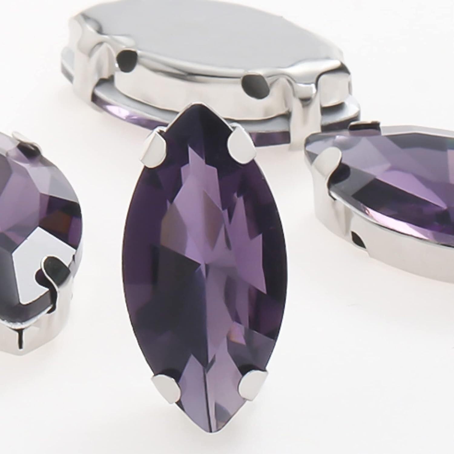 Strass, 50 Pezzi di Strass Cristallo a Forma Foglia Glitterata(Purple,7x15mm 50pcs)