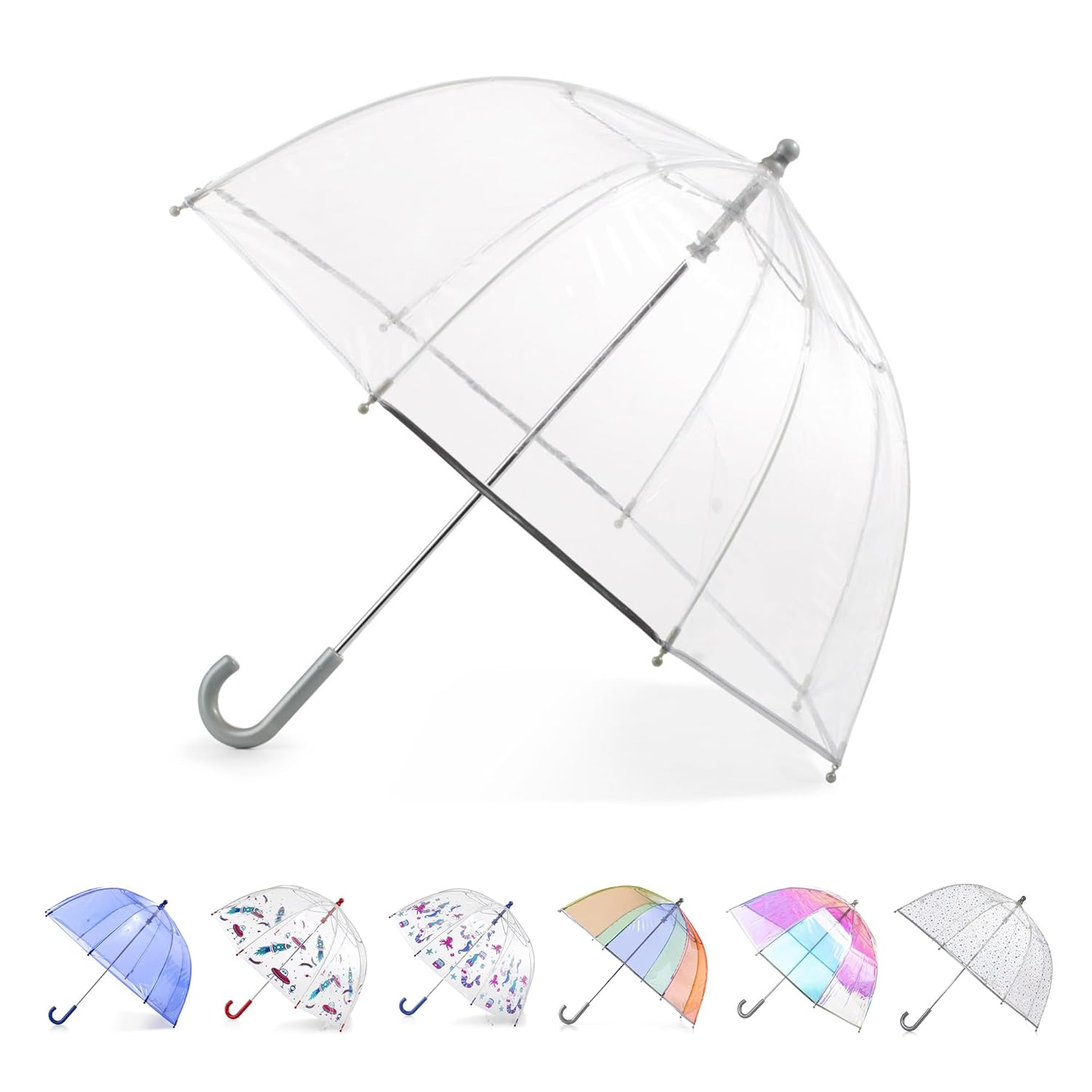 totes Kids Clear Bubble Umbrella with Dome Canopy Lightweight Design Wind and Rain Protection Umbrella Clear Kids -