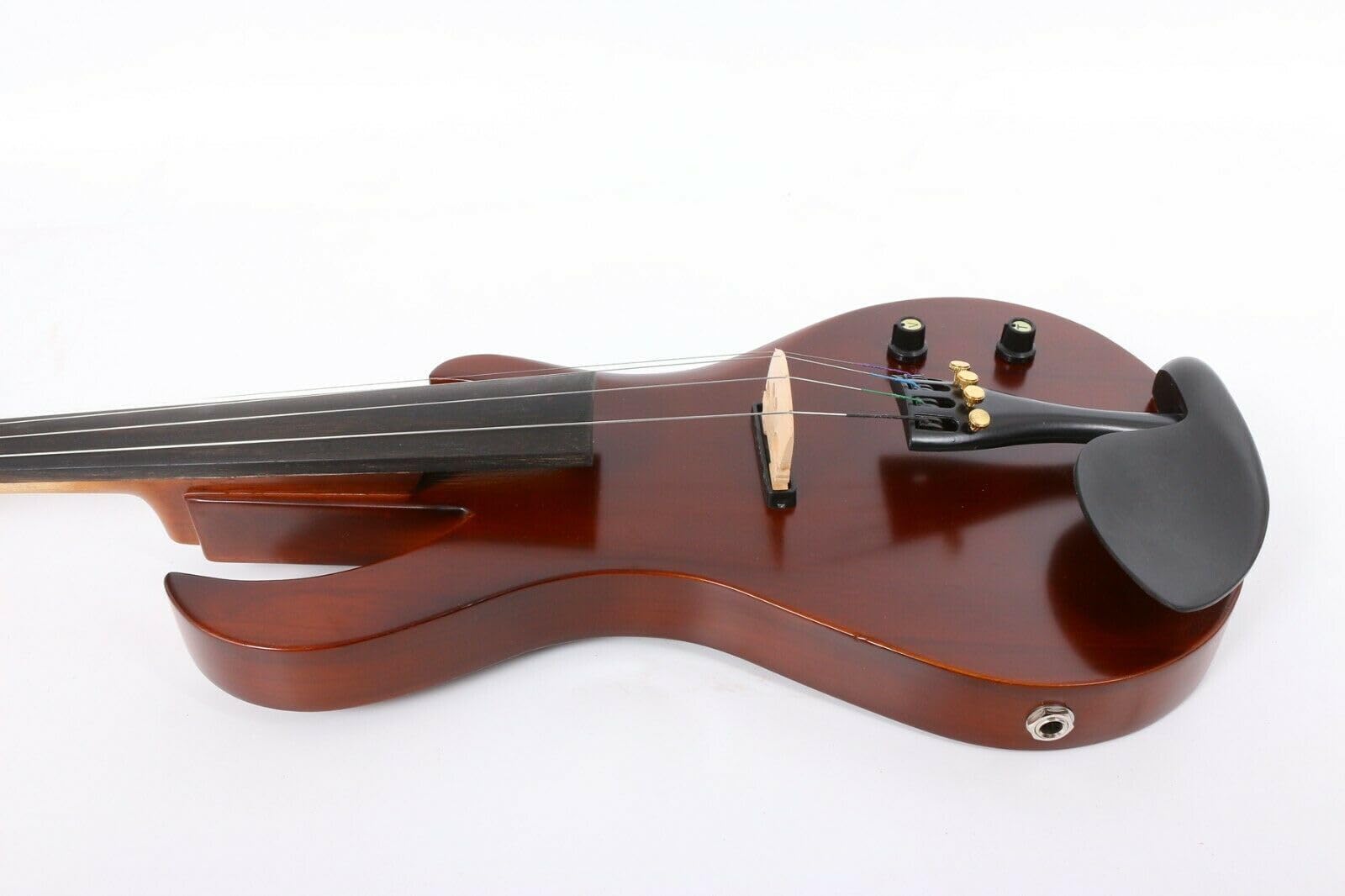 Kit violino elettrico silenzioso 4/4 full-size per violino elettrico silenzioso corpo in legno massello con accessori in ebano a forma di chitarra potente suono, custodia, arco
