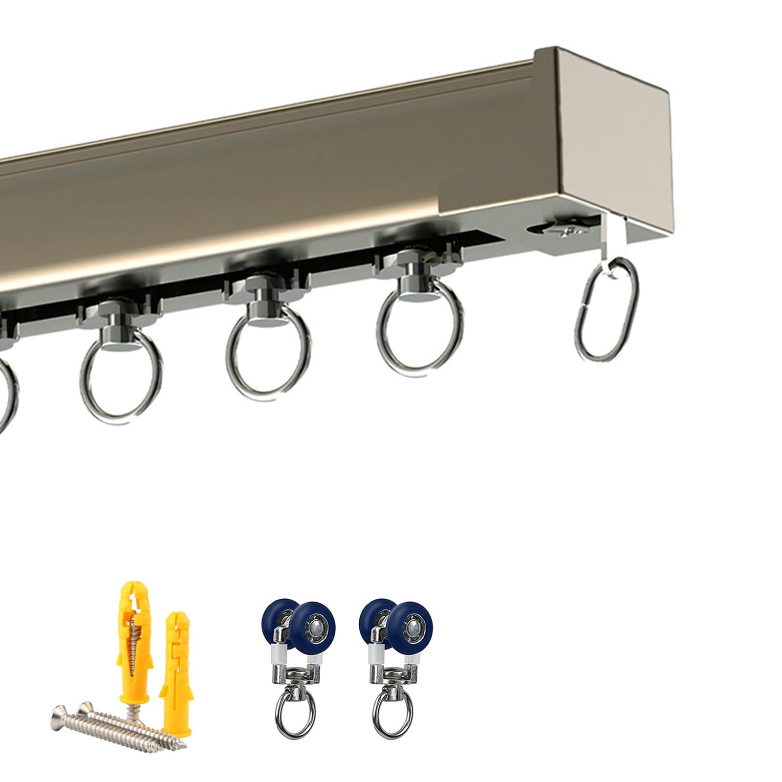 Aluminium gordijnrail raamgordijnrails, plafond of muur gemonteerd schuifgordijnrailsysteem met alle accessoires, hang gemakkelijk uw gordijnen op, kamerverdeler spoor, rechte gordijnrail (kleur: Cha Aluminium gordijnrail raamgordijnrails, plafond of muur gemonteerd schuifgordijnrailsysteem met alle accessoires, hang gemakkelijk uw gordijnen op, kamerverdeler spoor, rechte gordijnrail (kleur: Cha