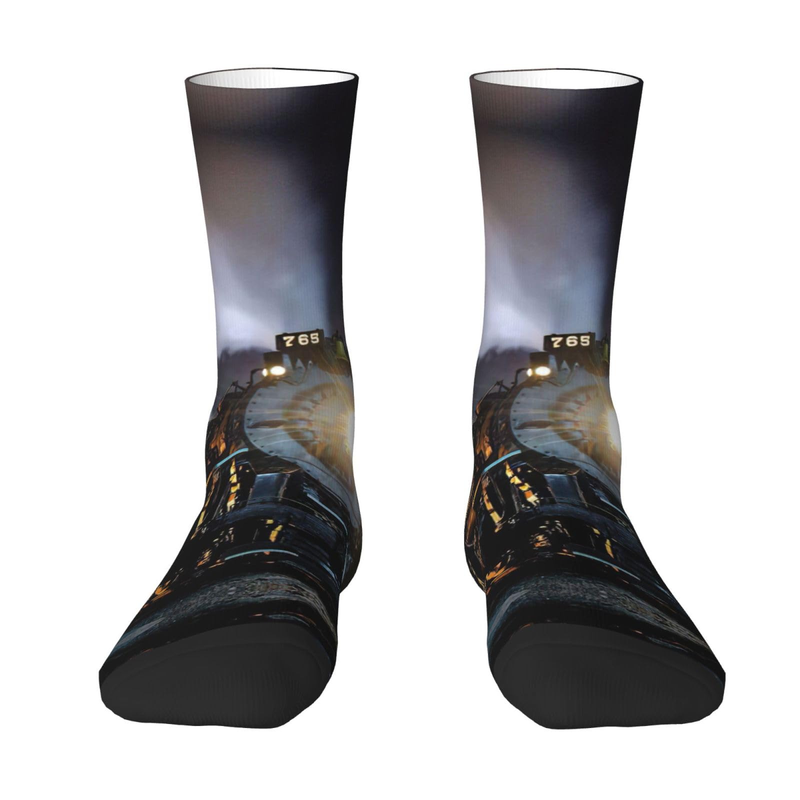 JEJEA Steam Train print Socks For Men and Women Men's Moisture Control Crew Socks Gifts For Golf, Hunting, Camping