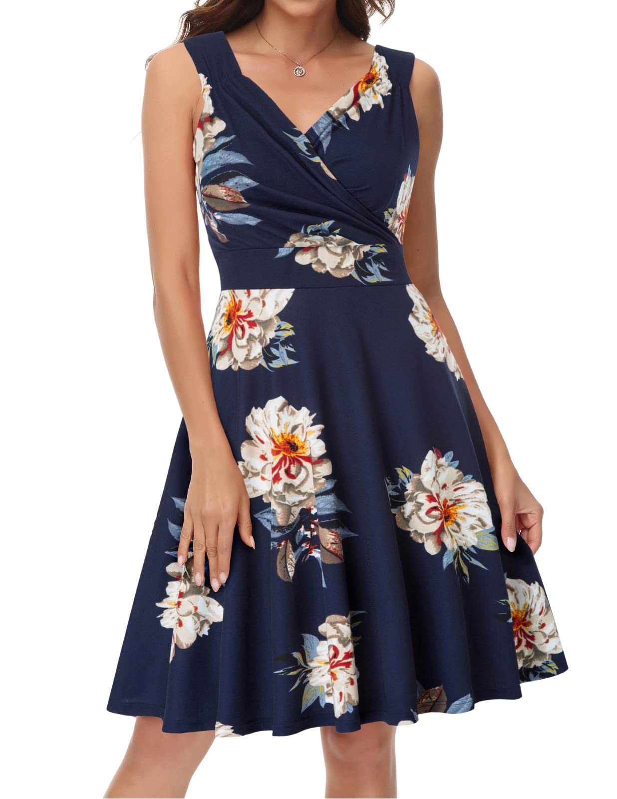 GRACE KARIN Women's Retro V-Neck A-line Bridesmaids Dress Knee Length Size L CL2811-1