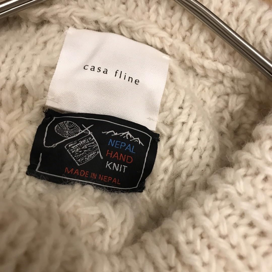 Amazon.co.jp: CASA FLINE アラン模様パネルニットプルオーバー