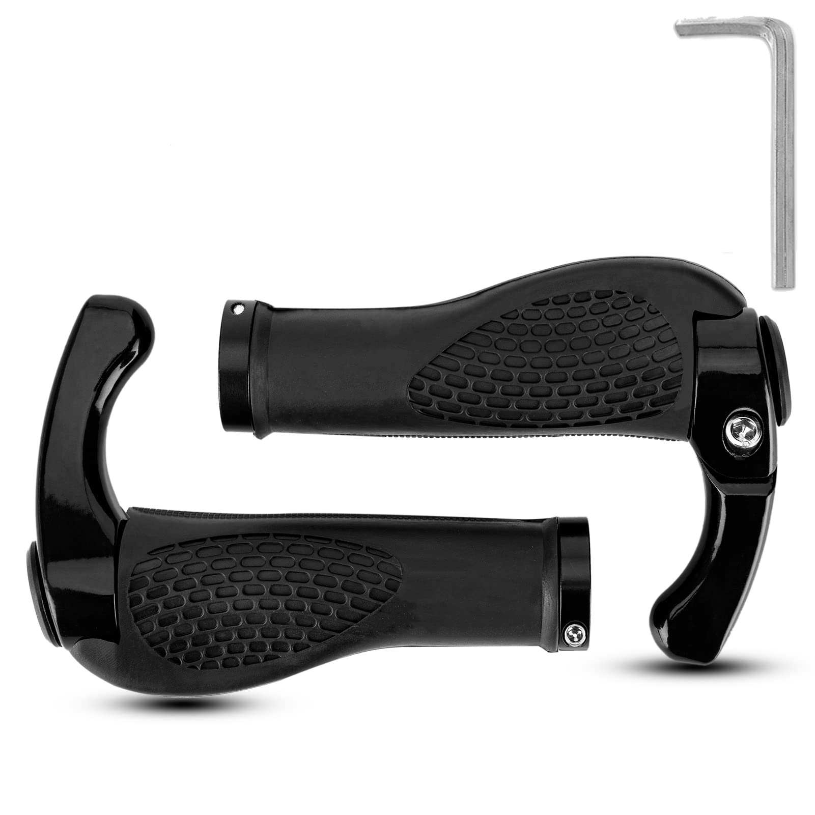 ROCKBROS Non-Slip Bicycle Grips Ergonomic Bicycle Handlebar Grips TPR Rubber Double Locking For MTB Road Bikes BMX Scooter 13 X 2.22 Cm Silver Black - Foto 5