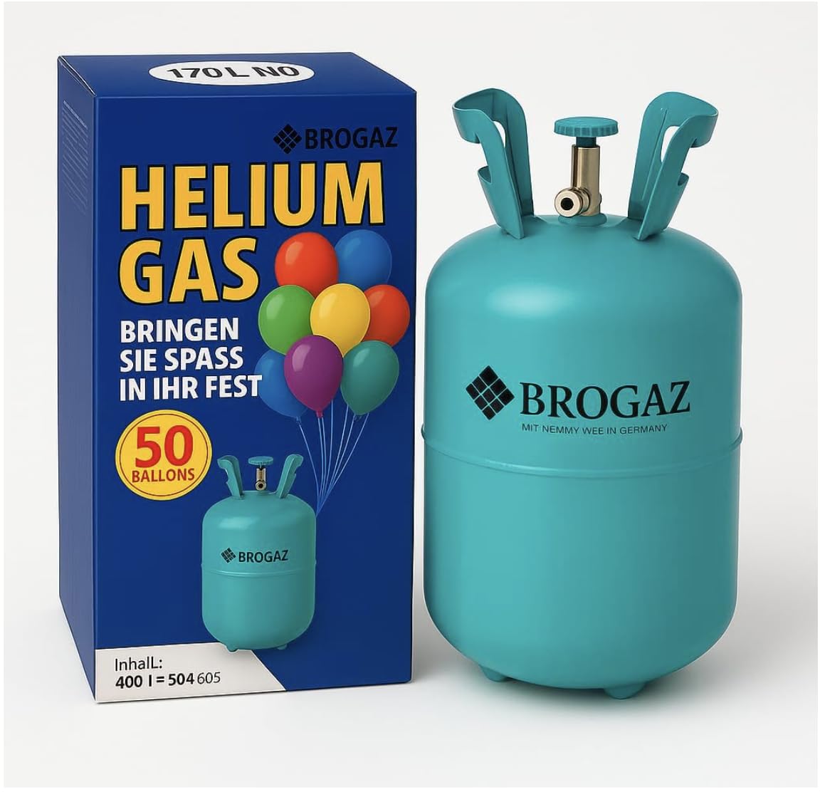 Bombola di Elio per 30 Palloncini - Gas Elio in Ricarica, Facile da Usare, Ideale per Feste e Eventi (Palloncini NON Inclusi)