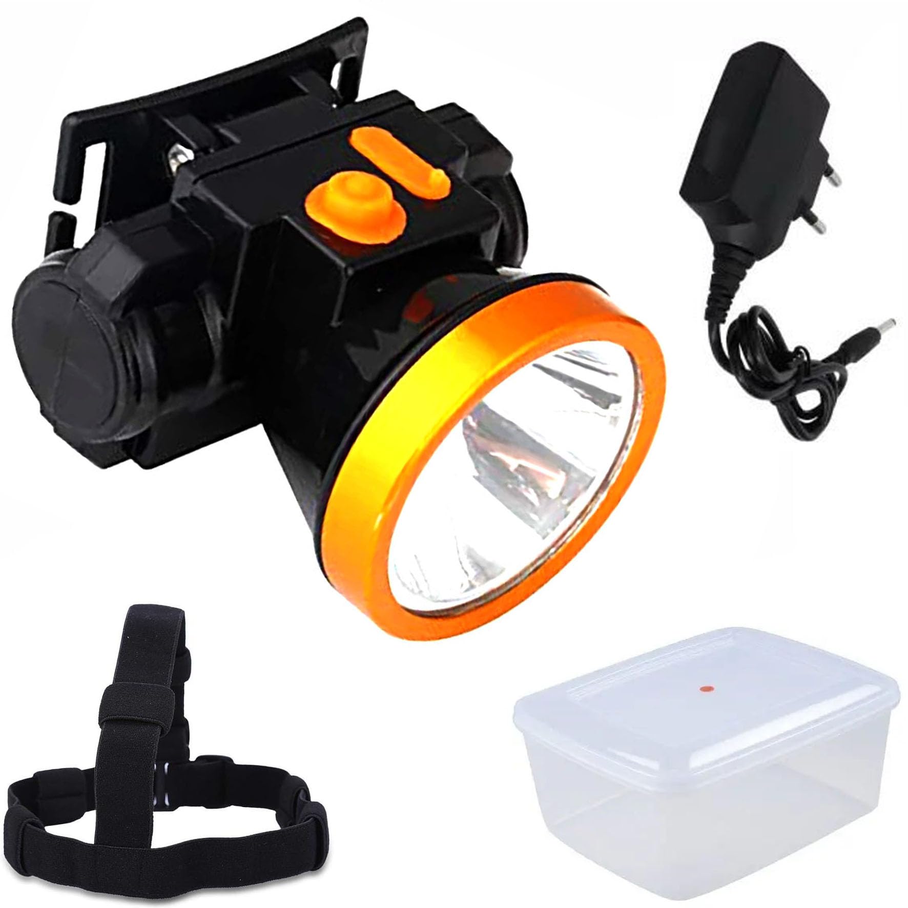 Rechargeable LED Head 60 W Laser LED Head Lamp LED Head Torch Flash light LED Headlamp for Camping Cycling Caving Hunting Trekking Hiking (Multicolor)