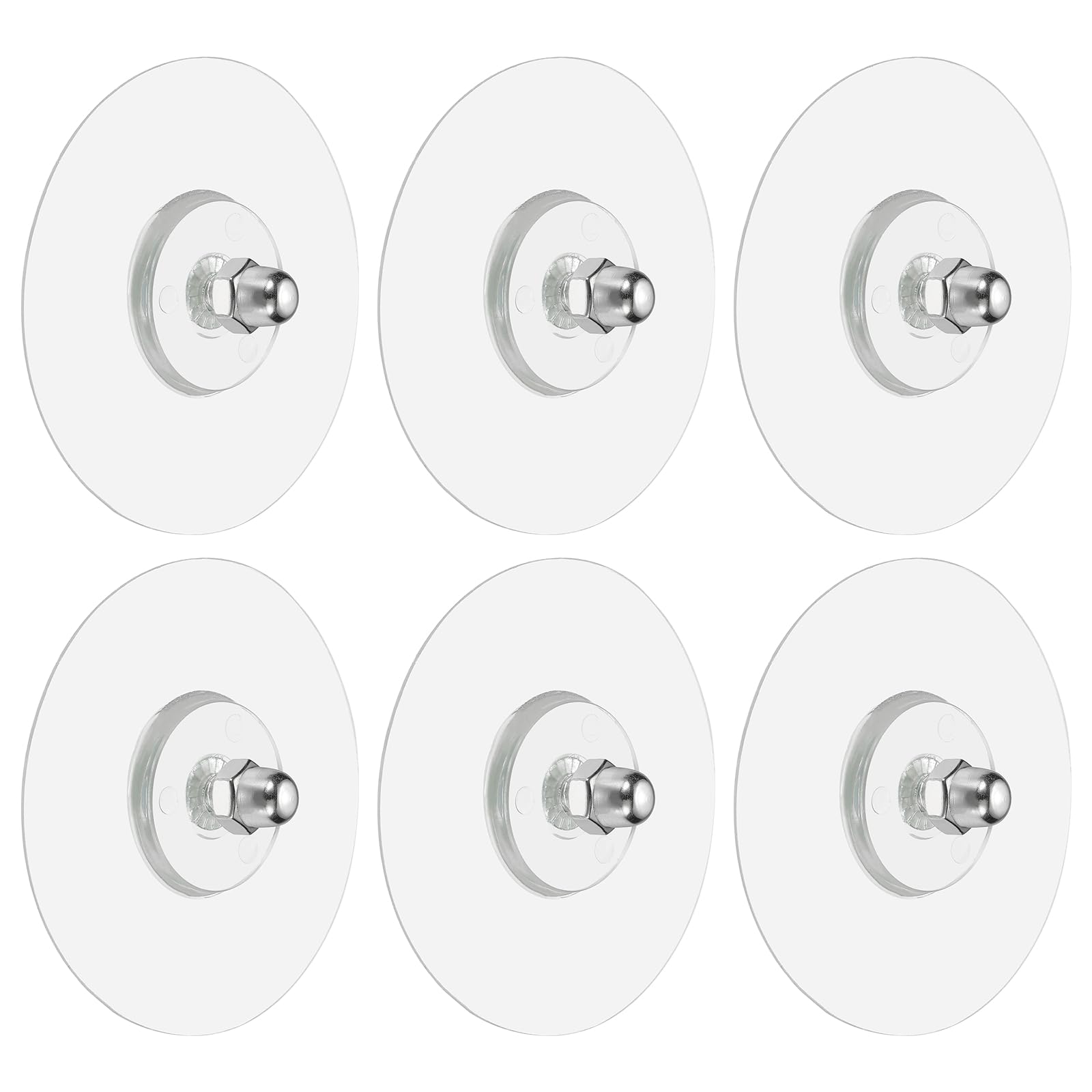 sourcing map 6Pcs Adhesive Wall Mount Screw Hooks, 2.8" Round Drill Free Adhesive Hooks Waterproof Heavy Duty Sticky Wall Mount with M6 Screw Cap Nut for Bathroom Kitchen Hanging Shelf, 10mm