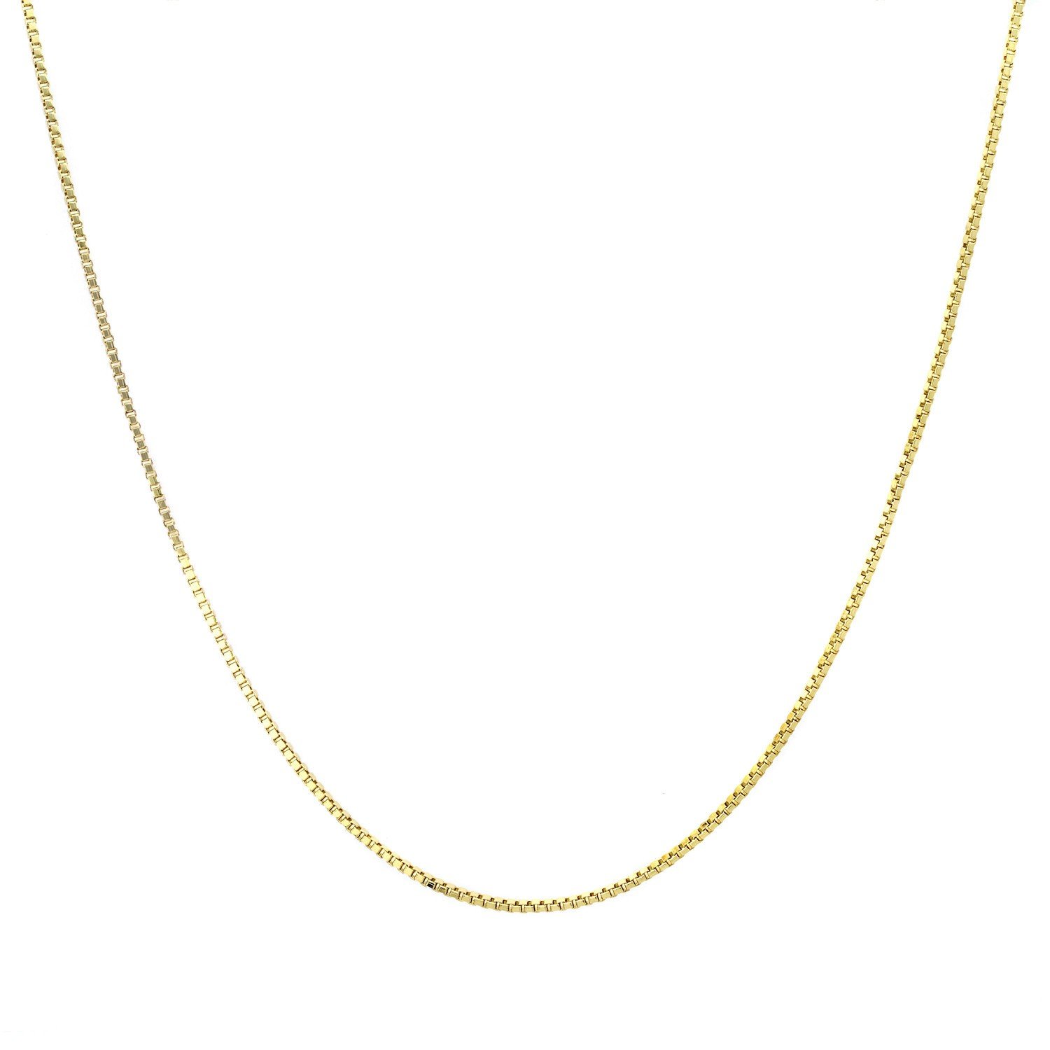 14k Yellow OR White Gold Solid 0.8mm Box Link Chain Necklace with Lobster Claw Clasp (16"-24")