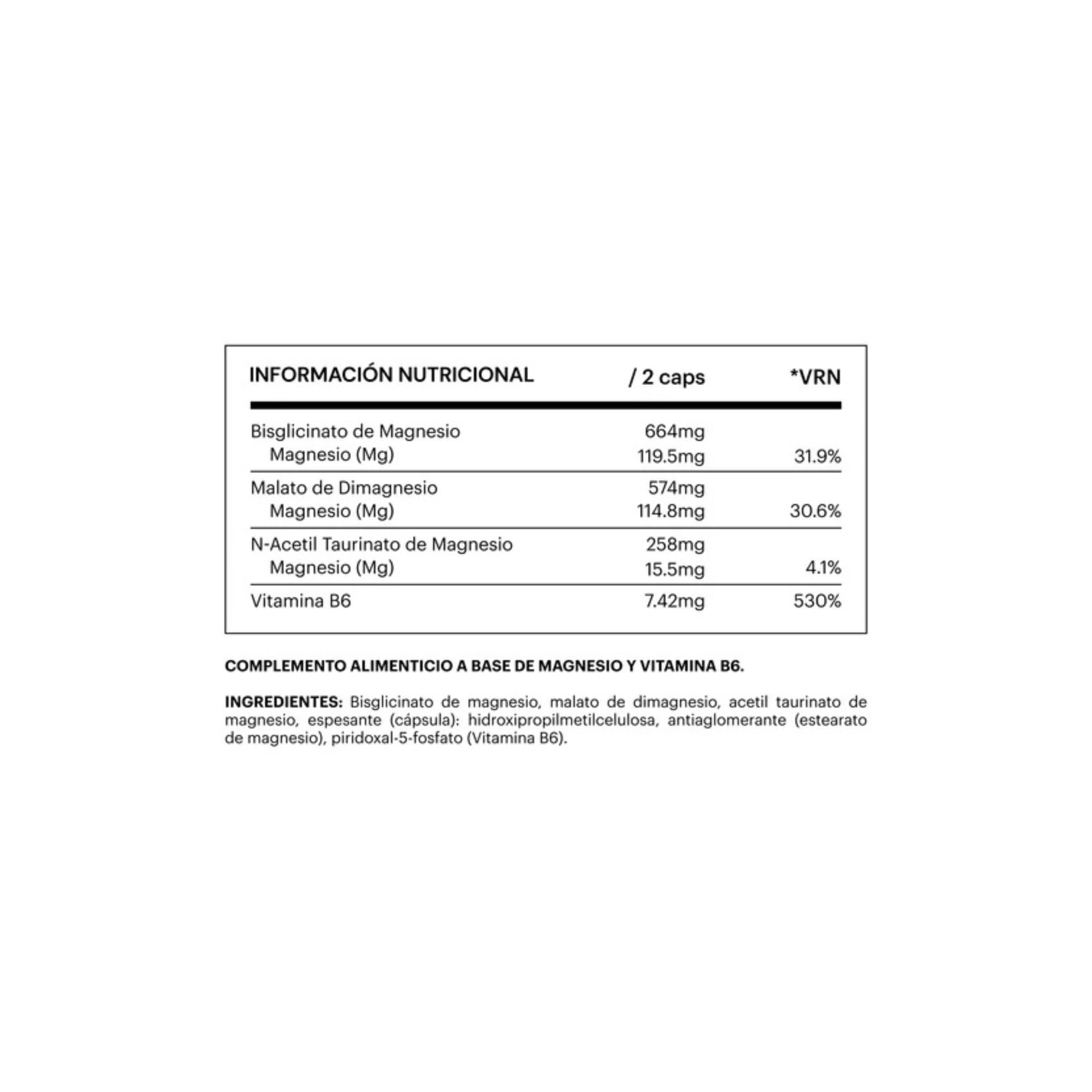 Triple Magnesio Complex Bisglicinato + Malato + Taurato + Vitamina B6 60 Cápsulas Fórmula Avanzada de Alta Absorción con Tres Tipos de Magnesio y Vitamina B6 | be levels