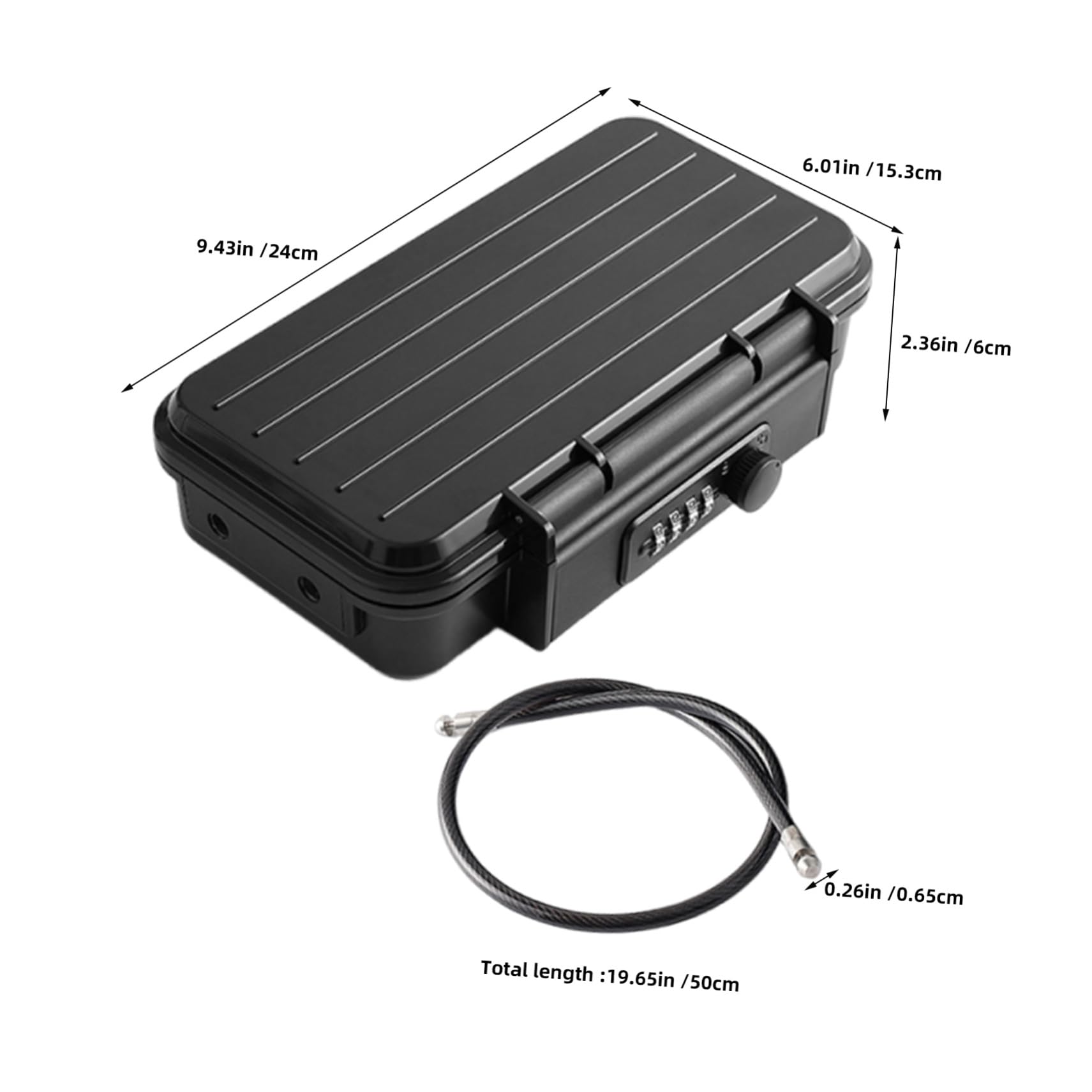 Coffre-fort Portable à Combinaison pour Voyages, Câble Acier Amovible, Noir