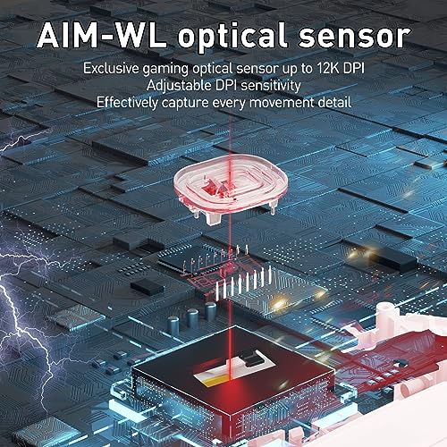 Image of DAREU EM901X Wireless Gaming Mouse with Charging Dock Rechargeable RGB,12K DPI,7 Programmable Buttons High-Precision Sensor [300IPS] [1000Hz] for PC Notebook Mac