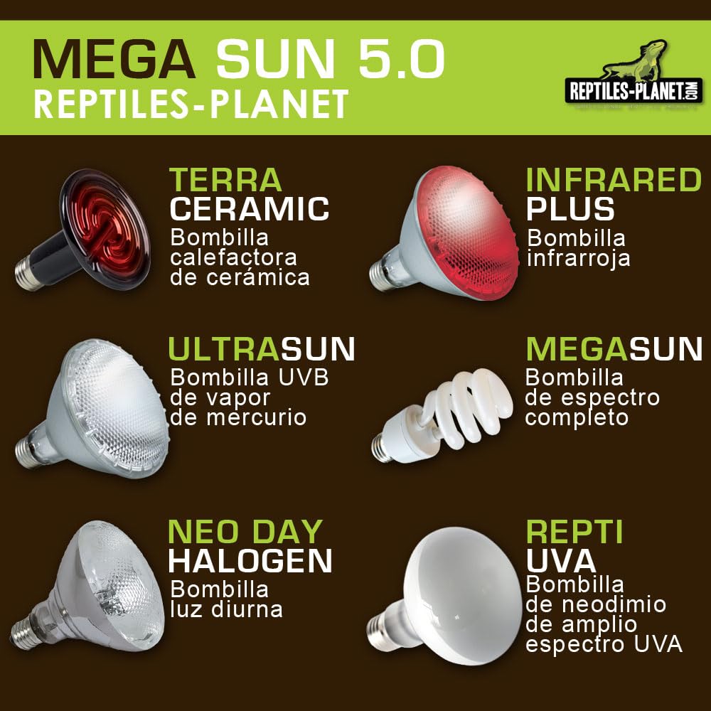 Reptiles-Planet Mega Sun UVA - UVB 5.0 Reptiles Lamp, 26 W