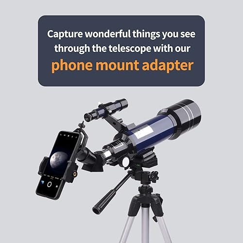 Miniatura 3 de 200X High Power Telescope for Astronomy 400mm Focal 70mm Aperture FMC Refractor Telescopes Full Kit for Kids Adult Beginners