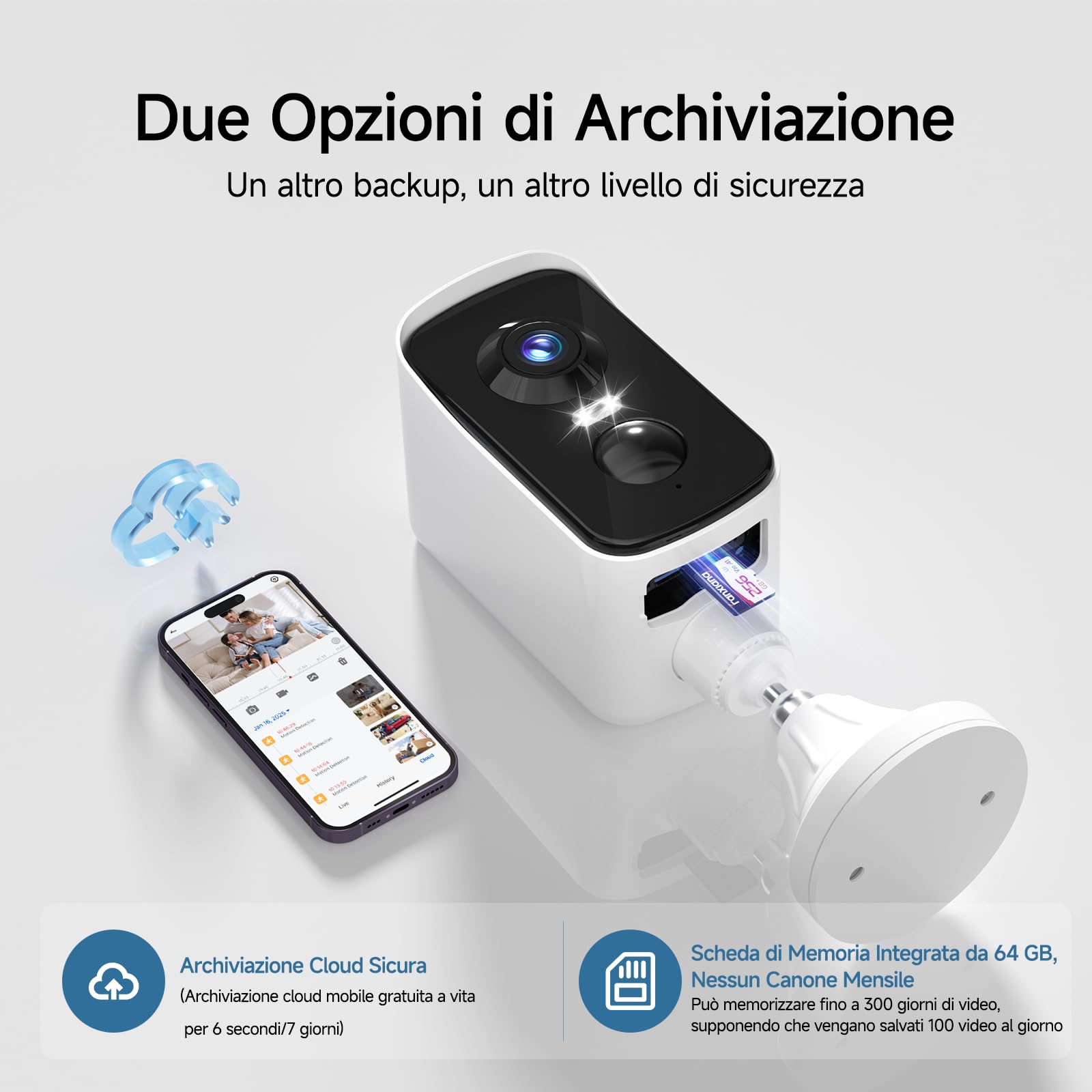 fanxiang Telecamera WiFi Esterno Senza Fili, Telecamera di Sicurezza Wireless con Visione 360°, Batteria Ricaricabile, Visione Notturna a Colori 10m, Rilevamento AI, PIR, IP65