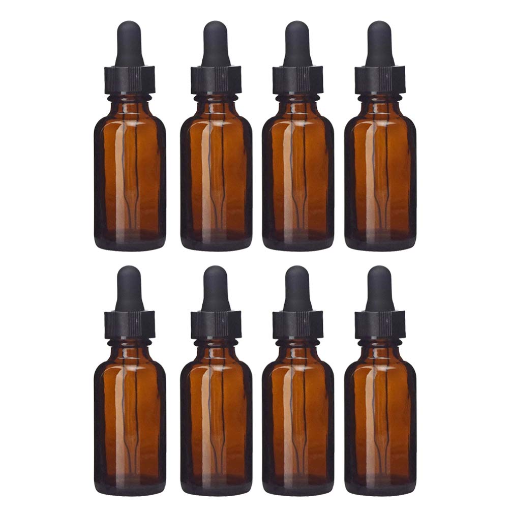 Luxshiny Lot de 8 Flacons en Verre Ambré pour Huile Essentielle Femme, 100ml, Pipette Compte-gouttes, Flacons Vintage Pratiques pour Organiser Parfums et Échantillons