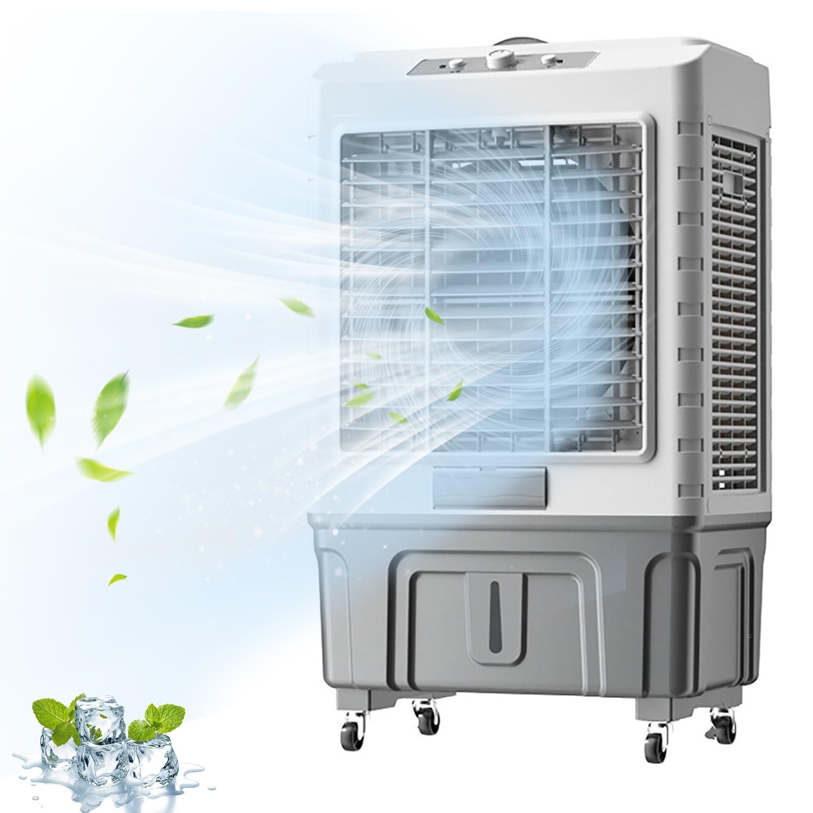 TIANQIHAO Evaporative Air Cooler With 120° Oscillation, 3 Speeds & 4 Ice Packs, 50/55L Cooler Fan For Garage, Patio, Outdoor,102cm/40in-55l