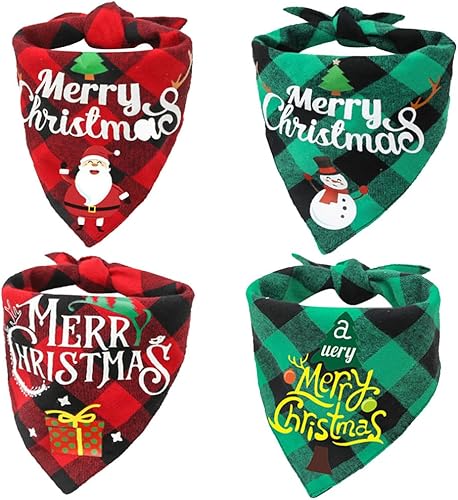 Pañuelos para perros de Navidad clásicos a cuadros reversibles para perro, bufanda para mascotas, baberos triangulares para perros pequeños,