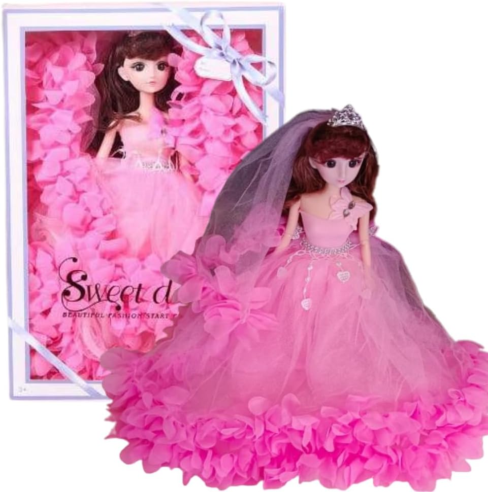Fashion Princess Simulation Kids Big Doll 45cm/17.7 Inches Tall Baby Doll For Girls With Bridal Dress In Beautiful Gift Packaging, Large Princess Toy With Accessories.