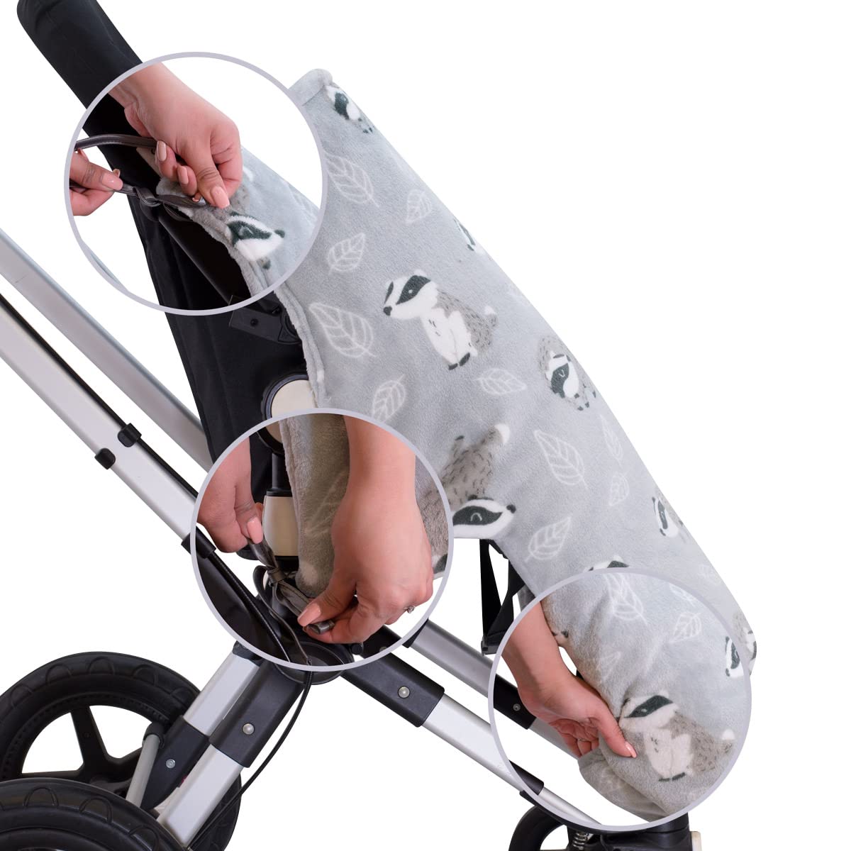 JYOKO Kids Saco Cubrepiés de Invierno Compatible con Portabebés, Sillas de Coche y Cochecitos de Paseo | Polar Teddy Extra Suave | Hecho en España (Badger, Polar Teddy - 80 Cm)