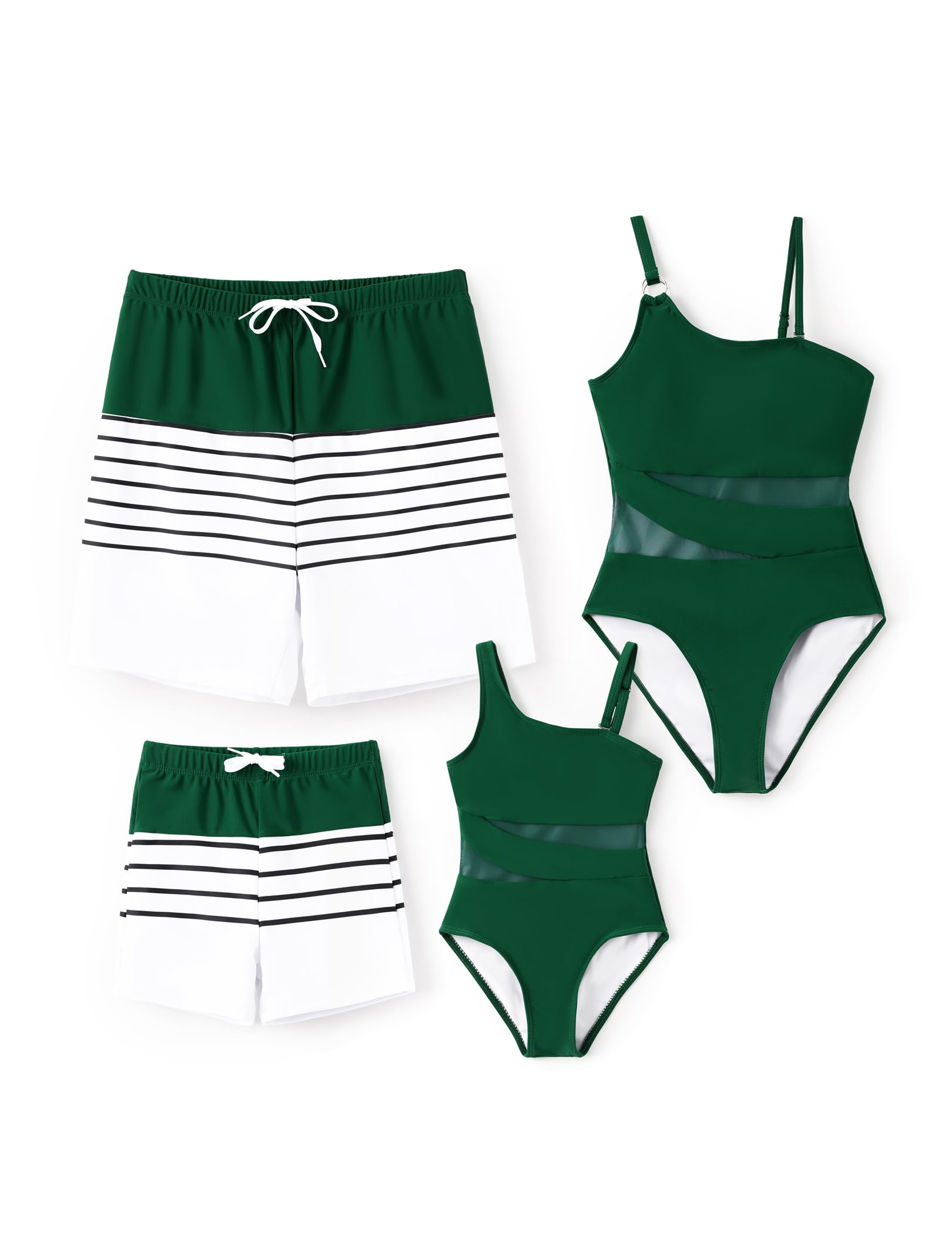 PATPAT Family Matching Summer Swimwear, Women and Girl One-Piece Swimsuit, Men and Boy Swim Trunks