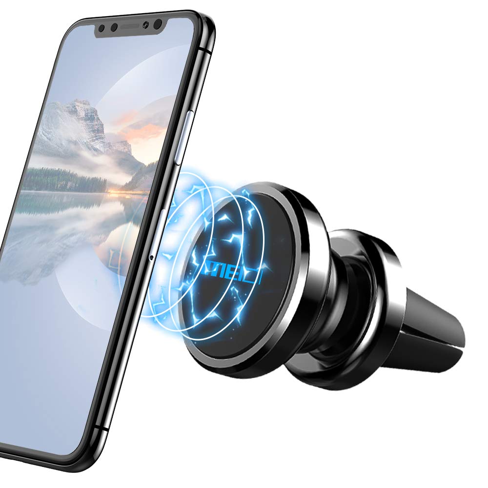 MEIDI Mobile Phone Holder for Car, Magnetic Car Mobile Phone Holder with 2 Magnetic Metal Plates for iPhone 11 PRO/11/XS MAX/XS/XR/X, Samsung S20/S10/S9, Huawei - Black