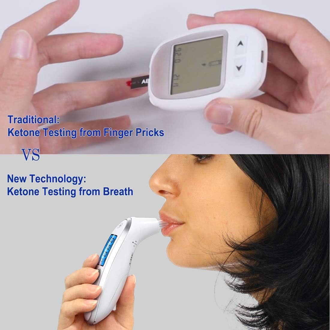 Ketone Breath Meter mit Mundstück, nicht-invasiver Ketose Atemtester ohne Blut oder Urin, sichere Atemmessung für zuverlässige Kontrolle des Ketoselevels, ideal für Keto Diät, Fasten, Low Carb