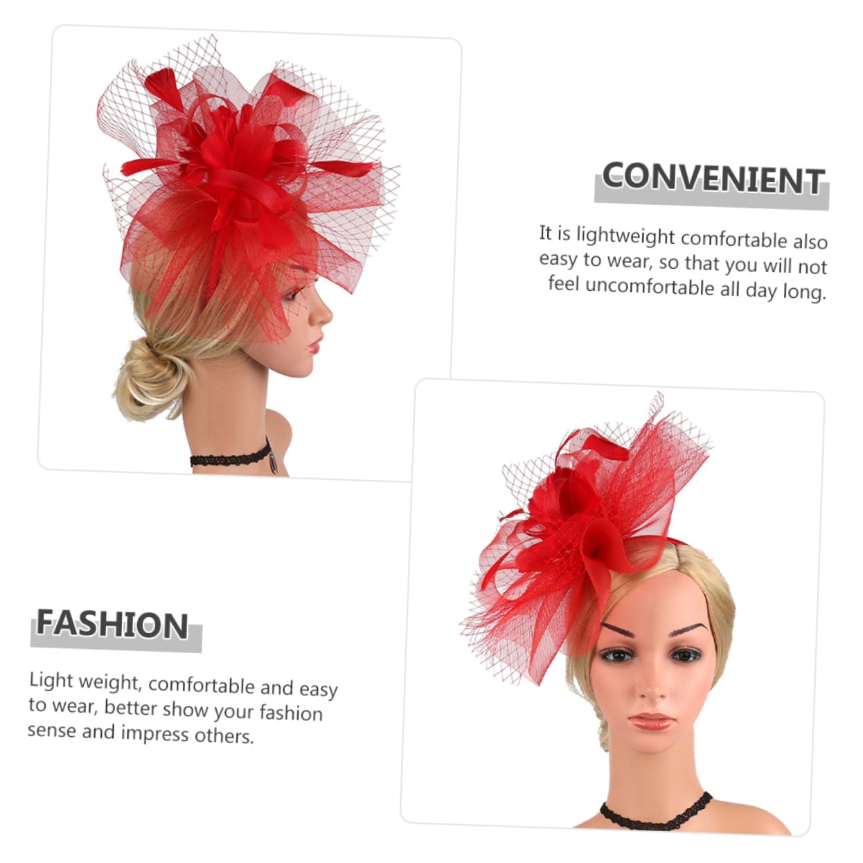 3pezzi Fascinators Rete per Donna con Clip e Cerchietto Cappello Elegante per Feste Matrimoni e Tea Party Leggero e Versatile
