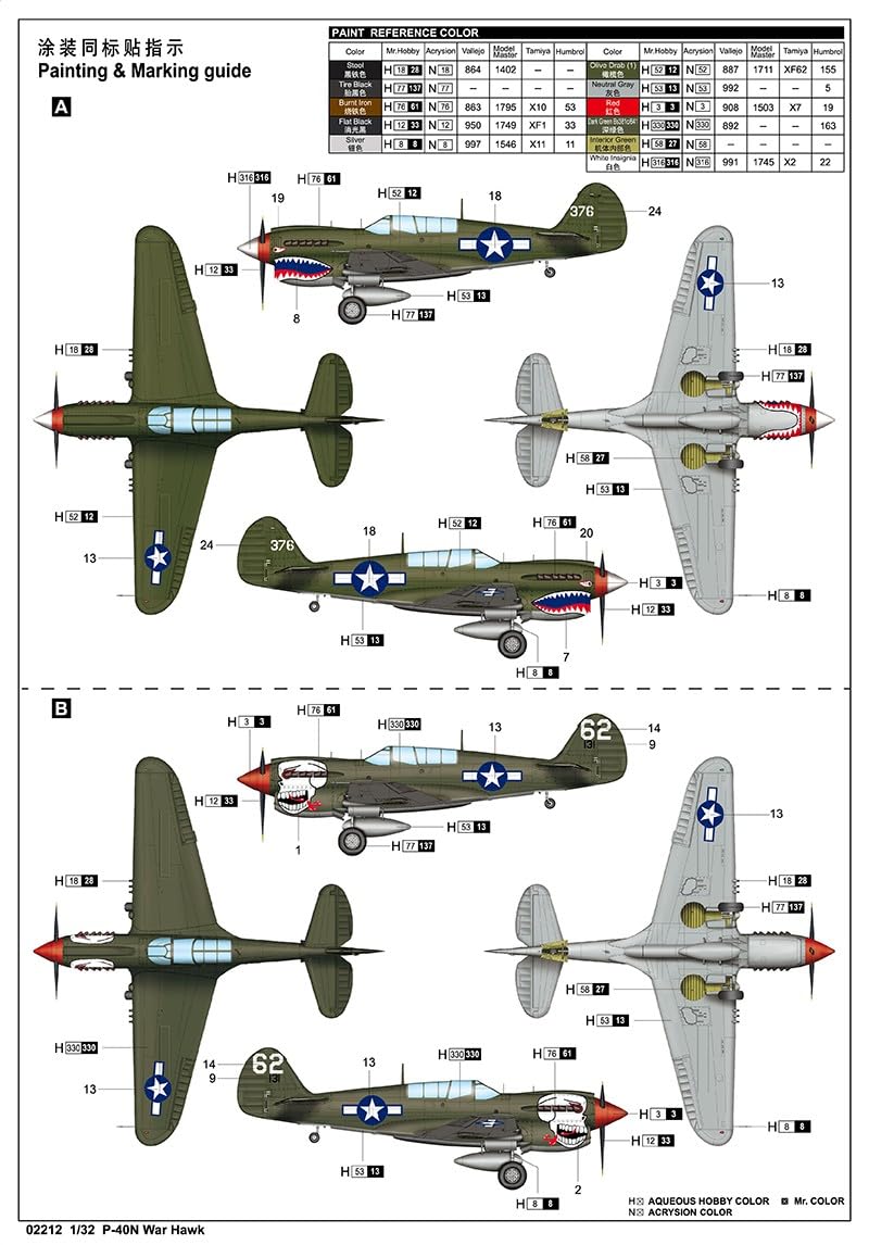 Trumpeter 02212 P-40N War Hawk Bouwpakket Schaal 1:32