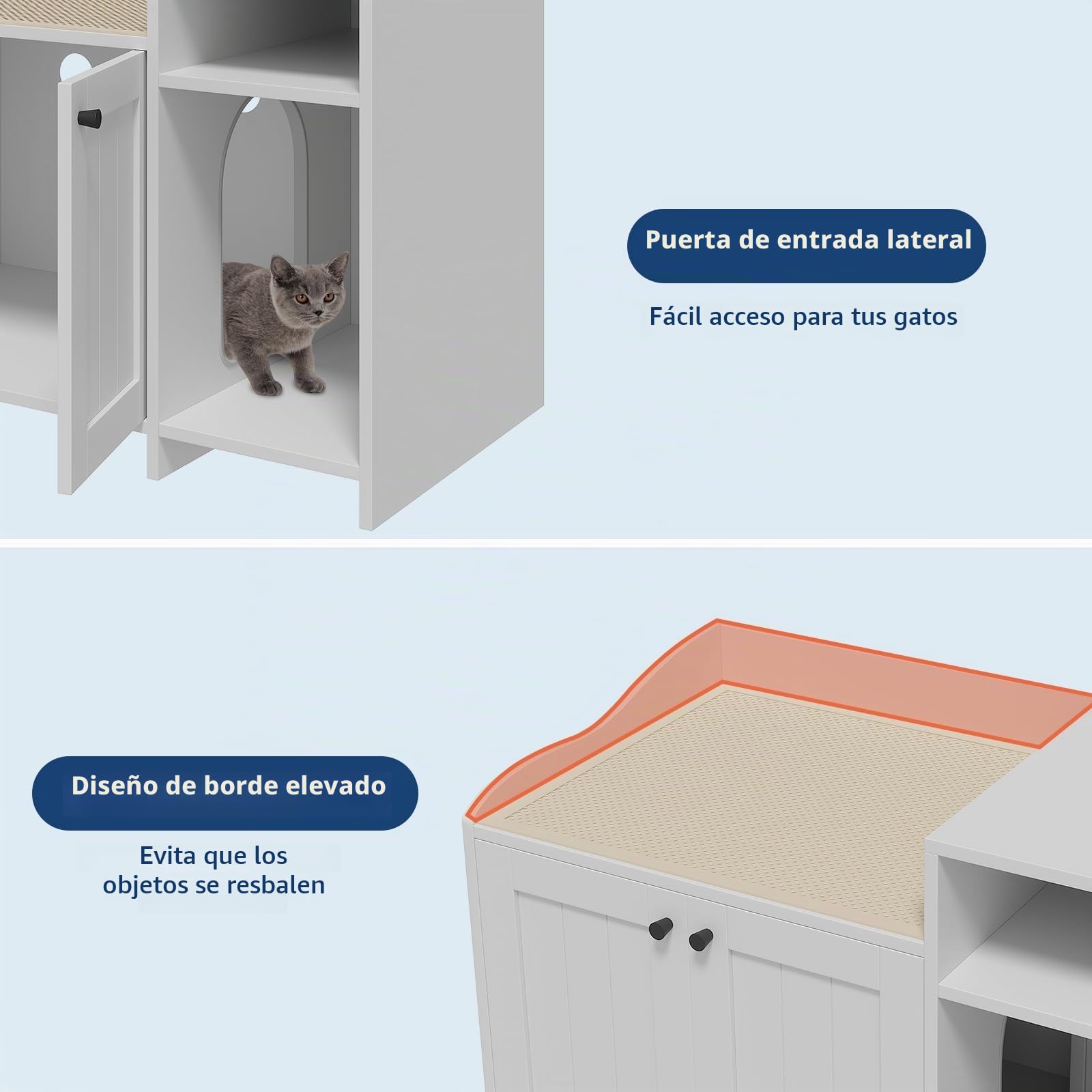 Mueble Ocultador De Arenero Gato – Aislante De Olores – Diseñado para Areneros Abiertos – Mesa Auxiliar De Madera con Estantería – para Gatos Grandes y Compatible con La Mayoría De Areneros
