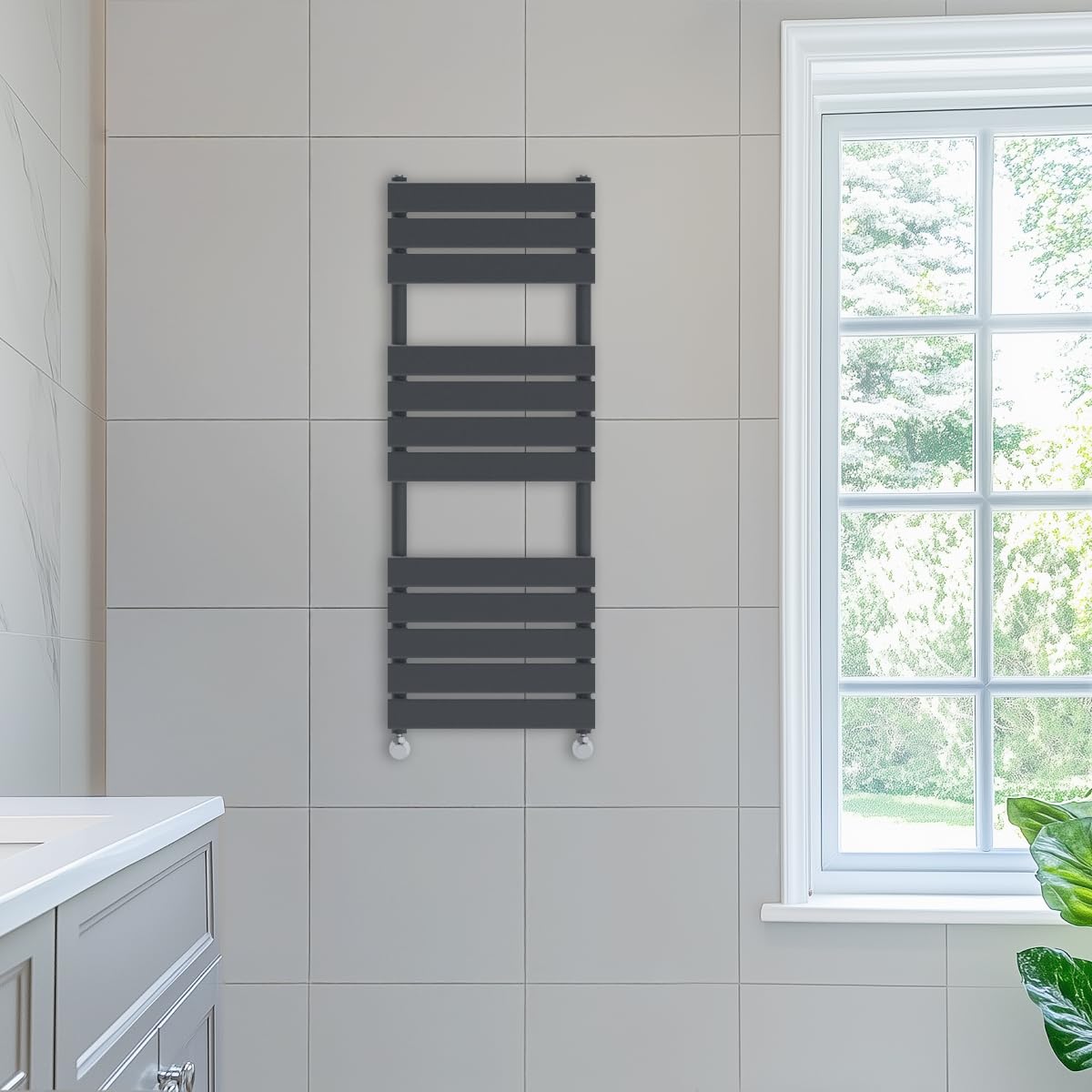 NRG 1200 x 450 mm Designer Flat Panel Heated Towel Rail Radiators Anthracite Bathroom Radiator — image 1
