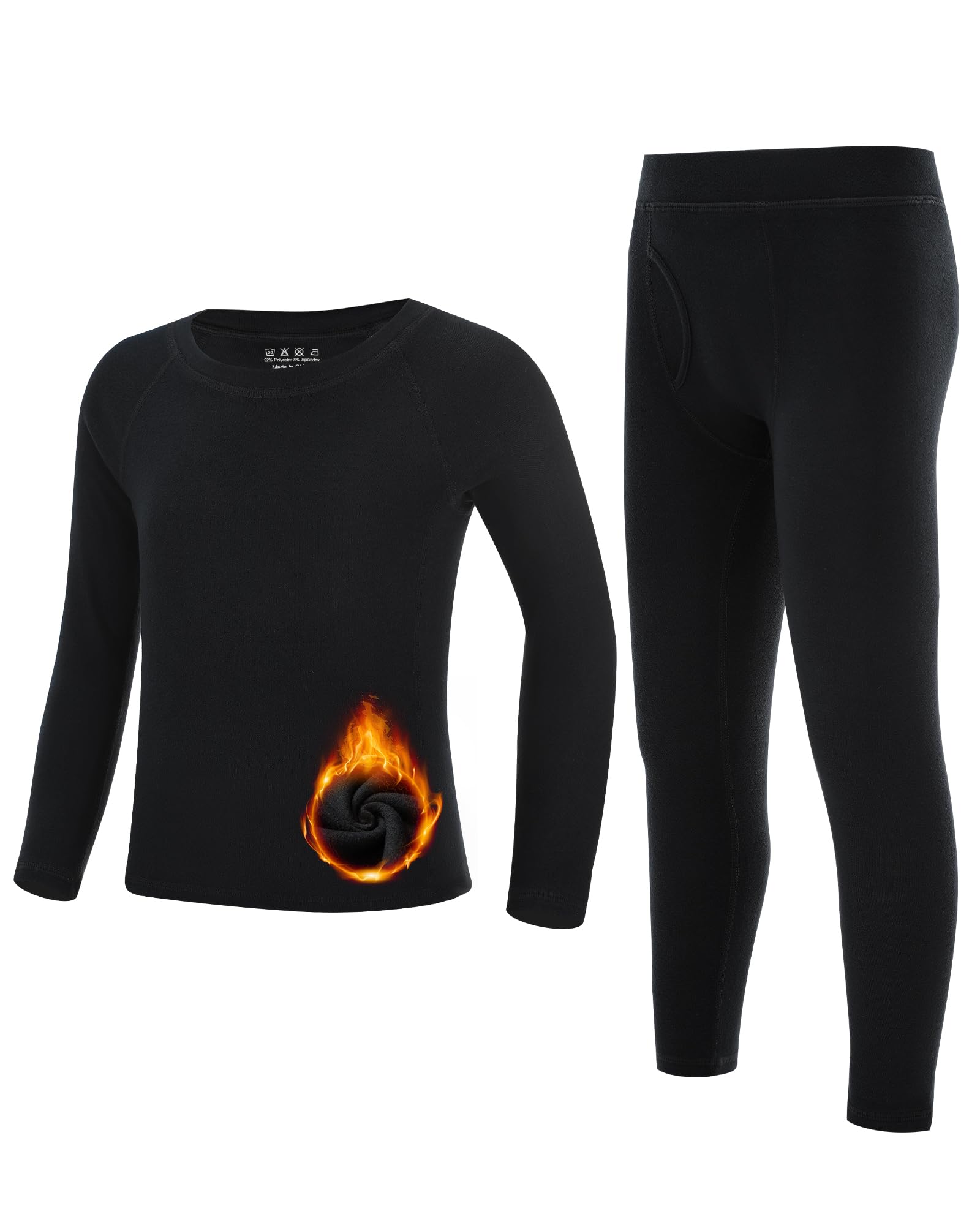 Runhit Boys Thermal Underwear Set Youth Kids Long Johns Boy Base Layer Soft Thermal Pants Fleece Lined Long