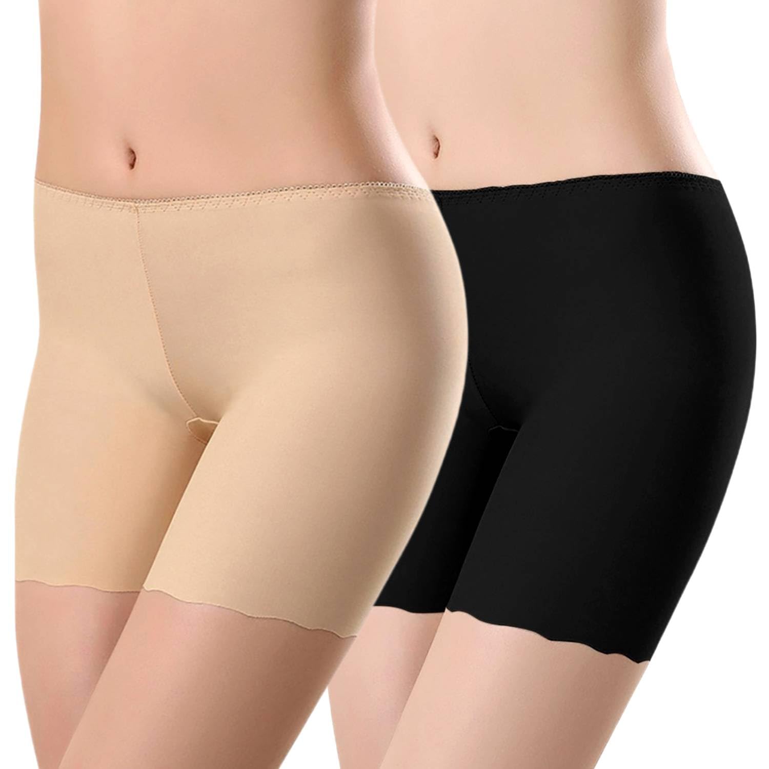 Women's Cotton Slip Shorts Underskirt Tights | High Waisted Anti Chafing No Rolling Up Boyshort Underwear - Pack of 2-image-34