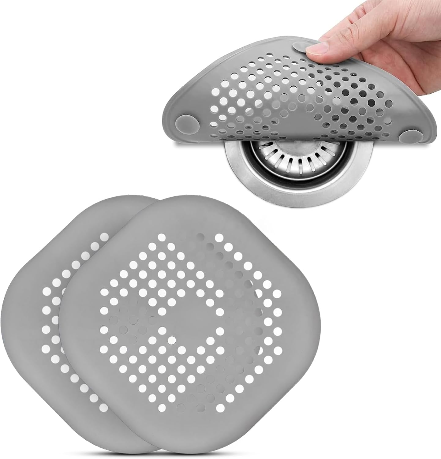 2Pcs Silicone Drain Protector Sink Strainer Shower Drain Cover with
