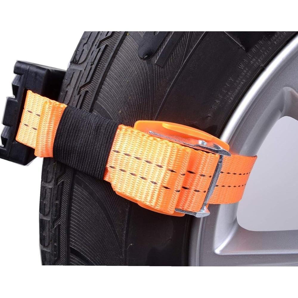 Riloer Lot de 2 chaînes antidérapantes pour voiture, dispositif de traction de pneu pour neige, boue, sable, SUV, chaînes à neige en caoutchouc et nylon Orange