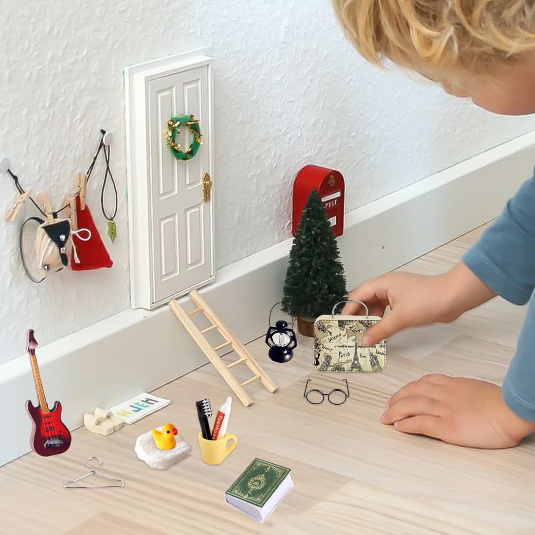 Lot De 15 Accessoires De Lutin De Noël - Kit D'accessoires Miniatures Pour Maison De Poupée - Mini Accessoires - Lutin - Kit De Lavage - Accessoires De Bain Pour Porte De