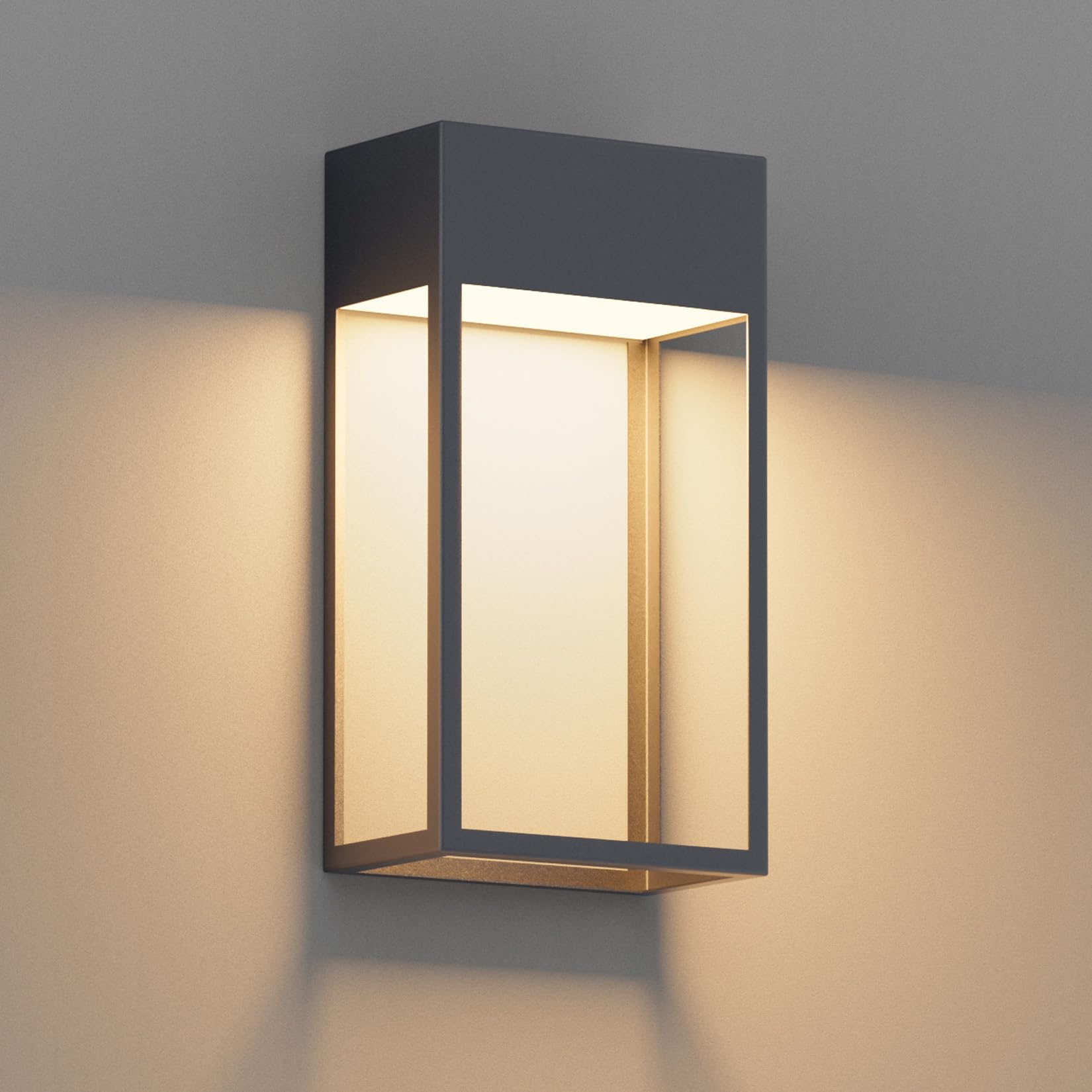 Klighten 24W LED Aplique de Pared Exterior, 3000K Lámpara de Pared, IP65 moderno Apliques pared Exterior, Luz de Pared Aluminio, para Exterior/Jardin/Terraza/Patio, 1545LM, Blanco Cálido, Antracita